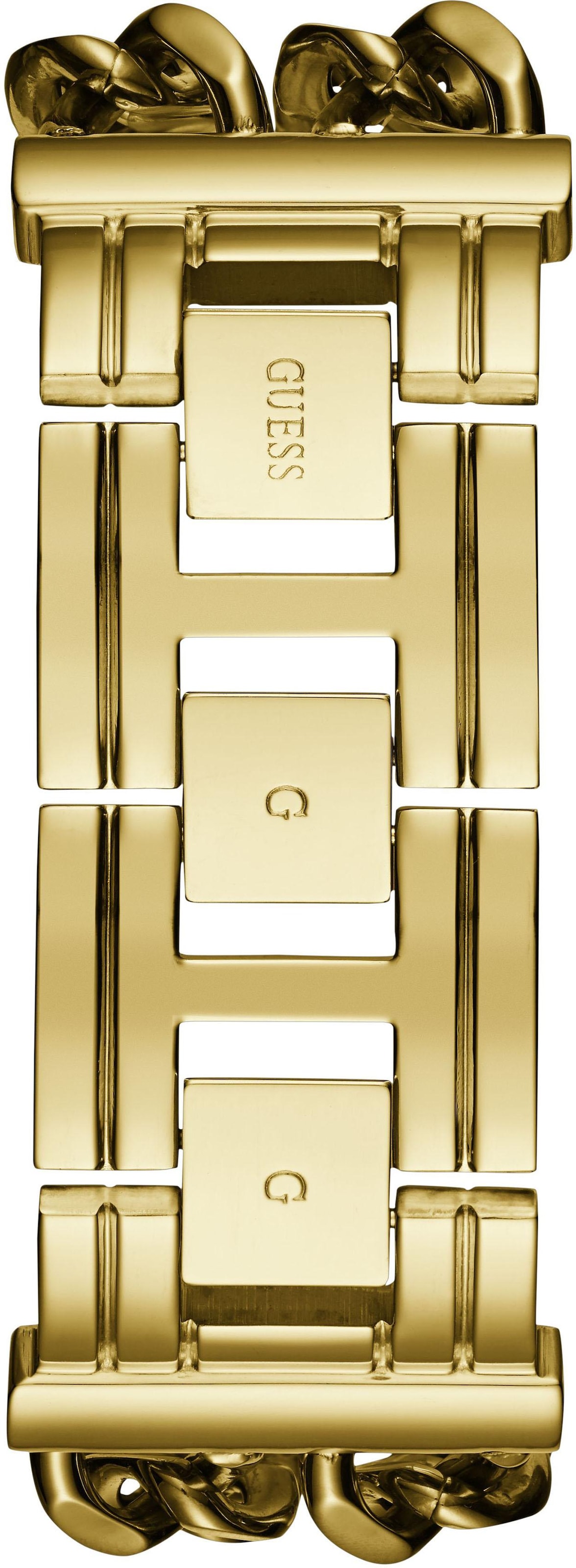 Guess Quarzuhr »HEAVY METAL«, Armbanduhr, Damenuhr, Armband Kettengliederung