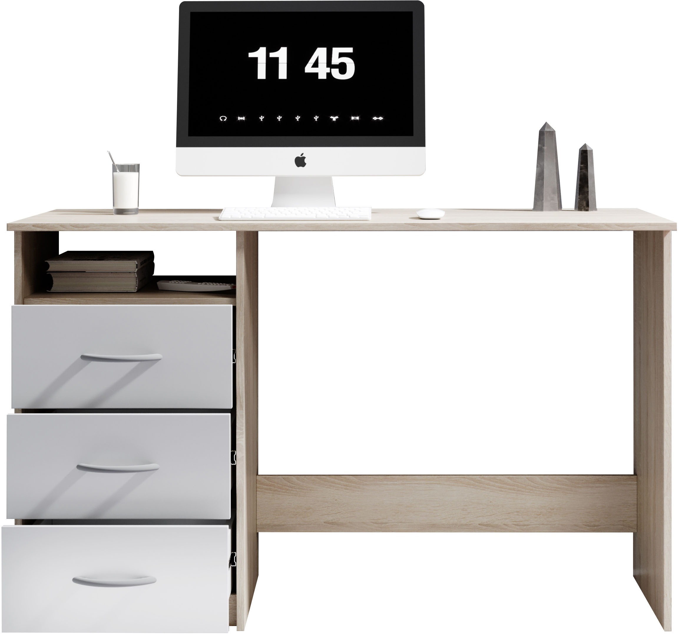 BEGA OFFICE Schreibtisch »Adria, Computertisch,«, Schubkästen rechts oder links montierbar, Breite 123 cm