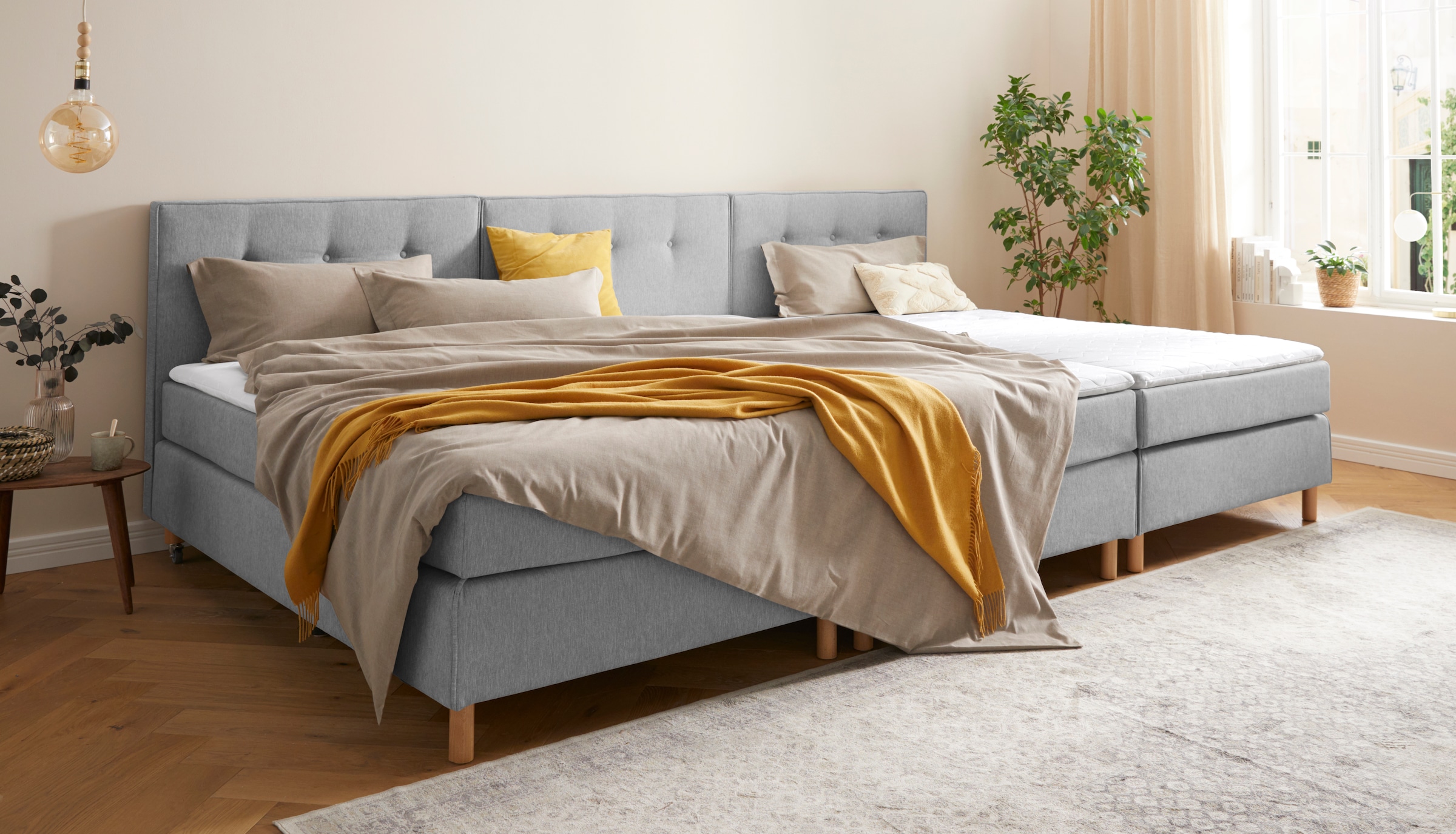 Home affaire Boxspringbett »Heimatblick 100x200cm beliebig erweiterbar zu Doppel- und Familienbett«, Einzelbett, Hotelbett erhältlich in H2,H3 & H4
