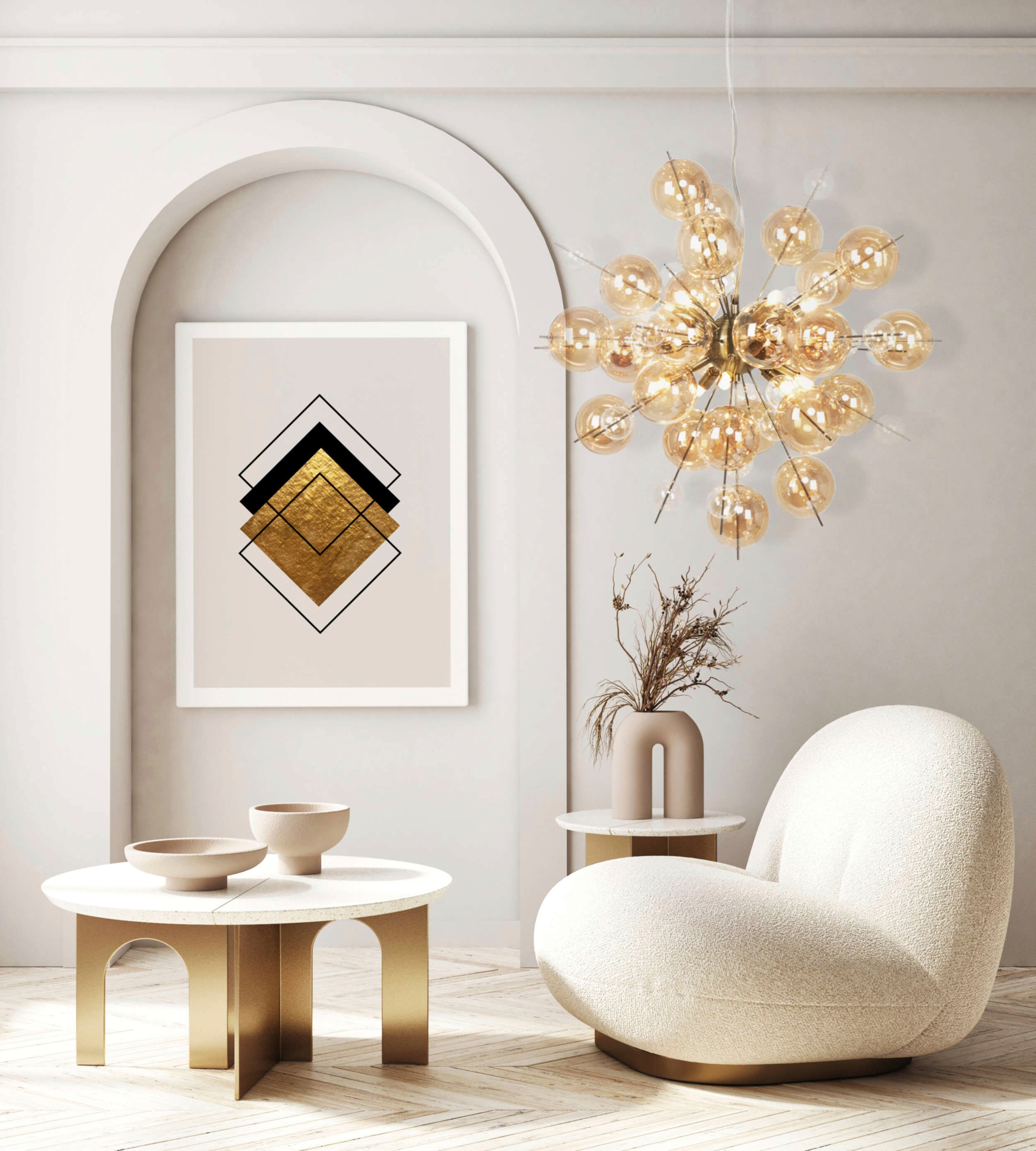 näve Pendelleuchte »Explosion«, 10 flammig, Leuchtmittel G9 | ohne Leuchtmittel, amberfarbene, transparente Glaskugeln,für 10 x G9 Sockel, Ø 65 cm