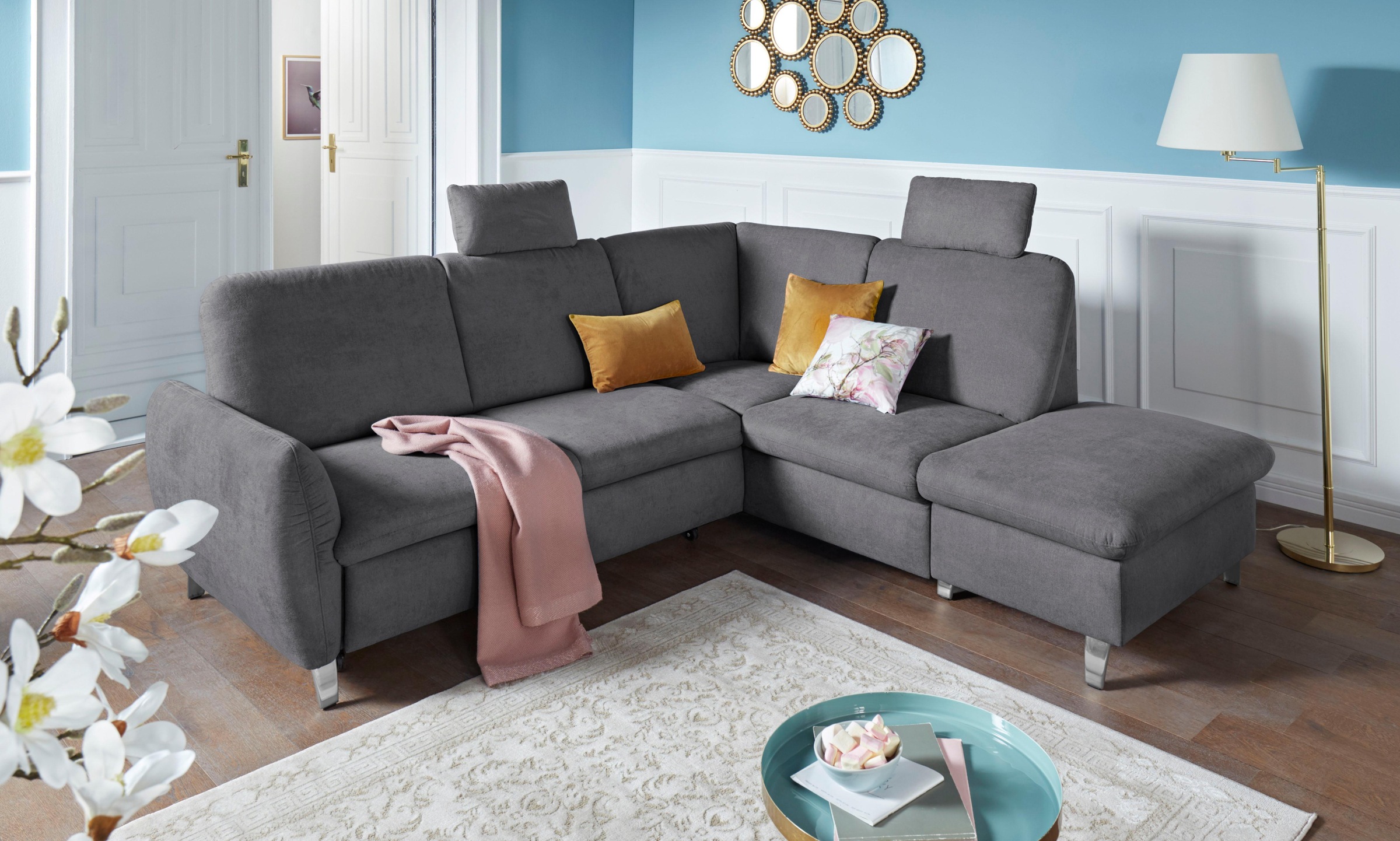 sit&more Ecksofa »Daytona L-Form«, mit Federkern, zwei Kopfstützen und wahlweise mit Bettfunktion
