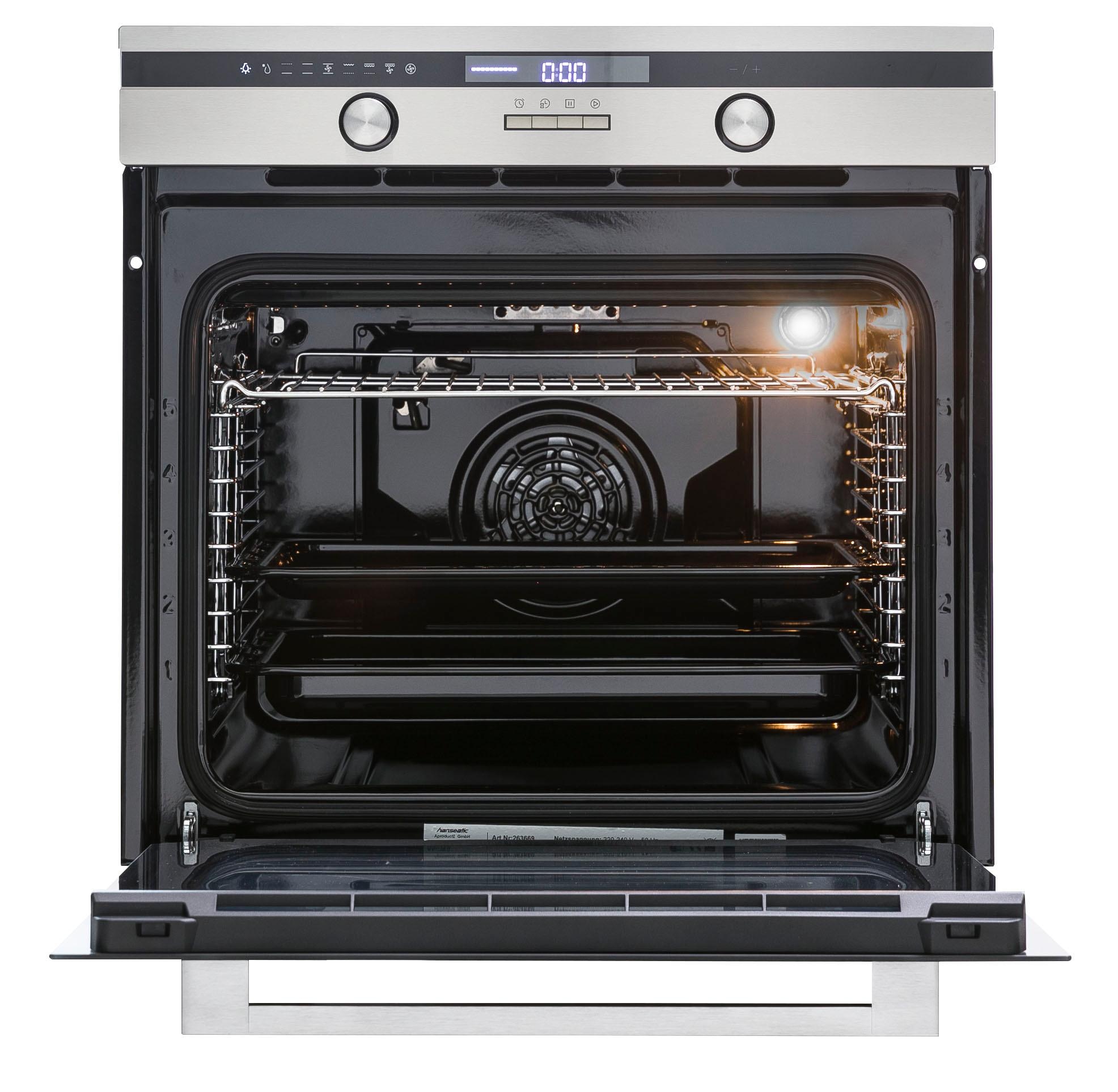 OPTIFIT Winkelküche »Bern mit Hanseatic-E-Geräten« Stellbreite 285x175 cm, mit Induktionskochfeld, Soft-Close