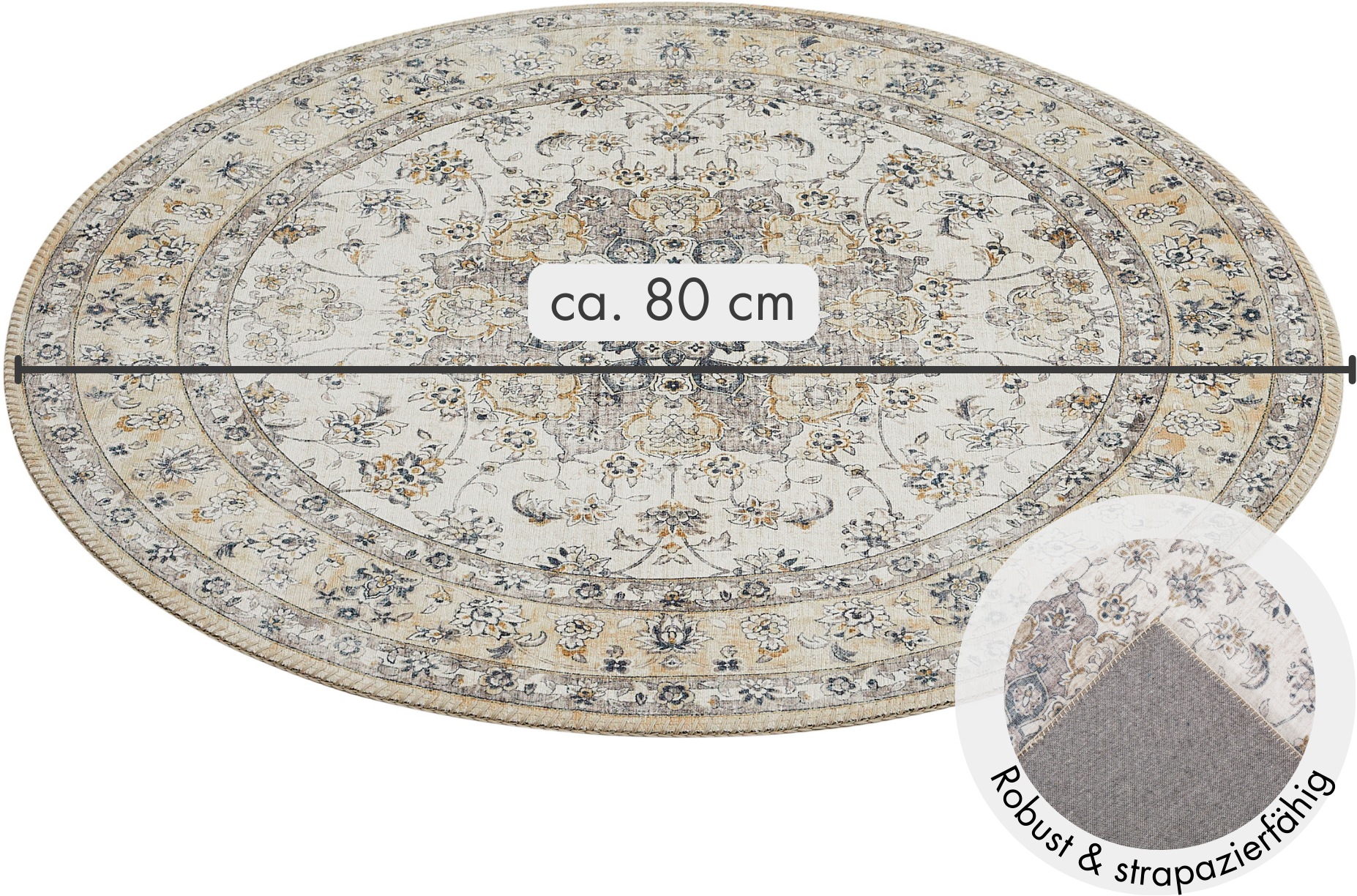 LUXOR living Teppich »Prima 3«, rund, 7 mm Höhe, Kurzflor, Orient-Optik, Vintage Design