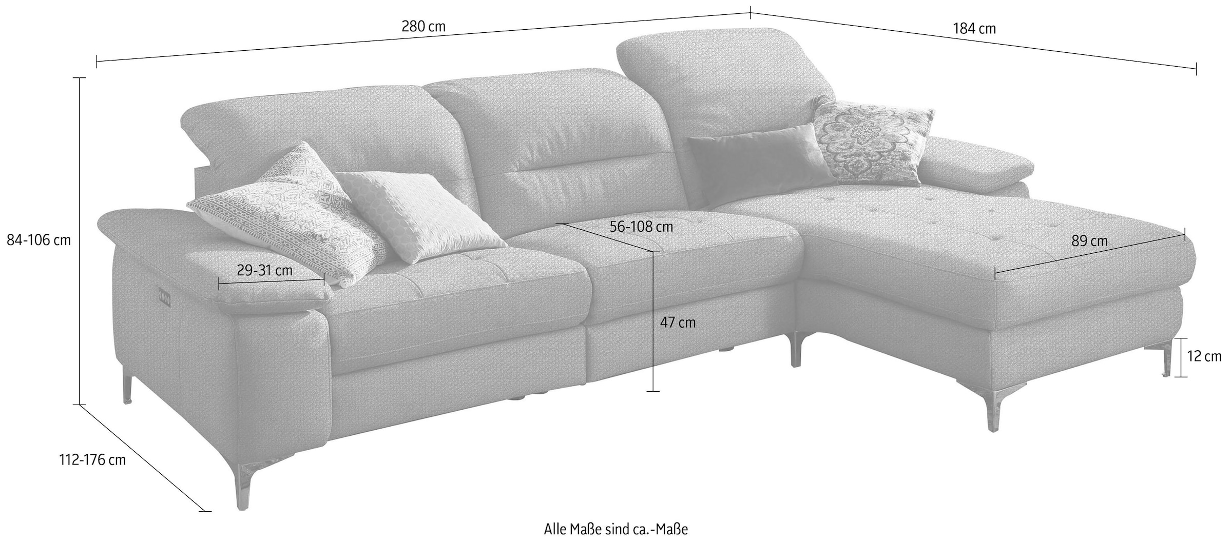 Home affaire Ecksofa »Basel L-Form« mit vollmotorischer Relaxfunktion und motorischer Recamiere