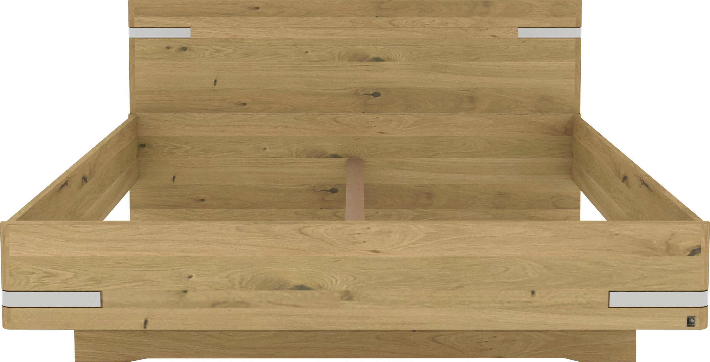 Musterring Holzbett »Savona«, (Belastbarkeit 220 Kg, 4-fache Liegehöhenverstellung, MADE IN GERMANY), Kopfteil in Bianco-Eiche massiv, Details in Chrom, verschiedene Größen