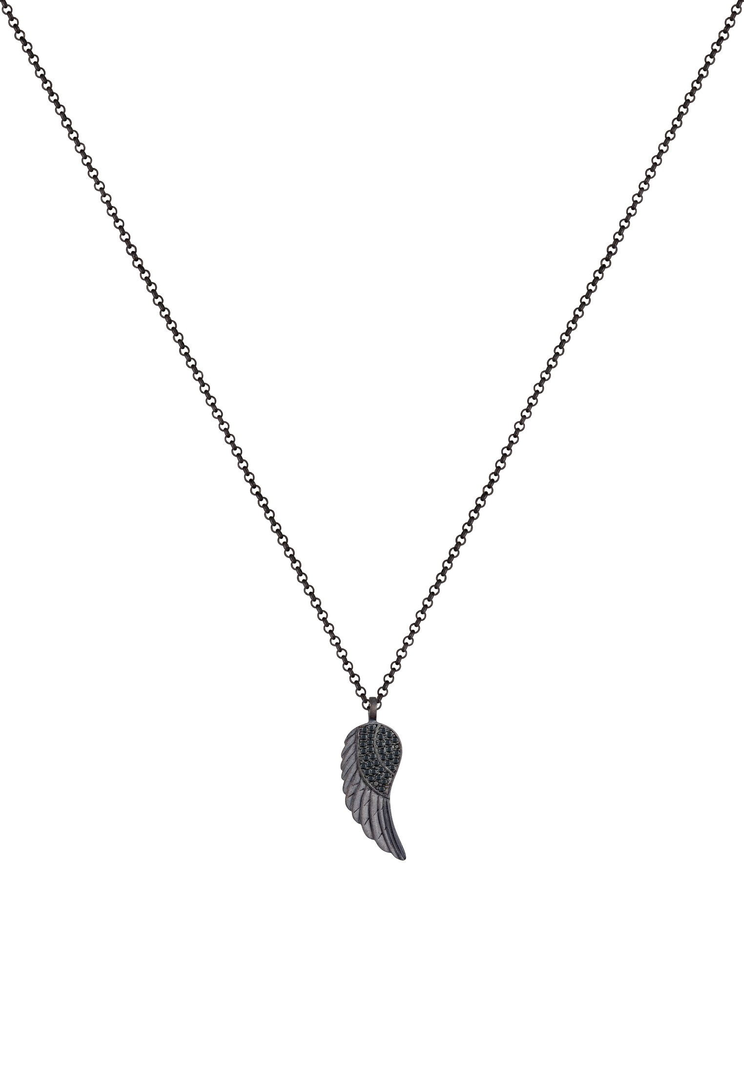 Kuzzoi Kette mit Anhänger »Flügel Zirkonia Schwarz 925 Sterling Silber«