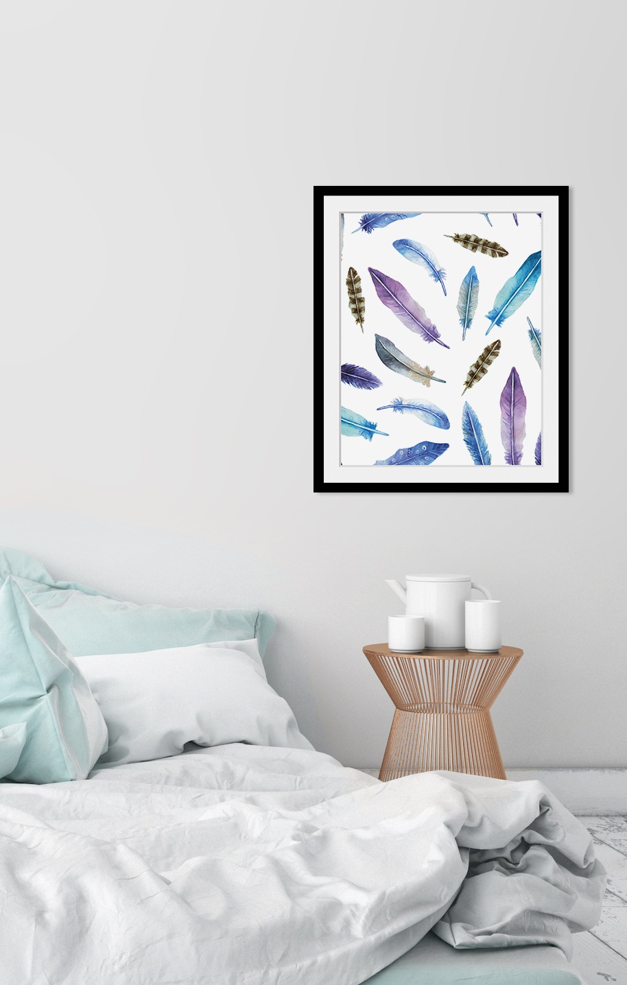 queence Bild »Tatti«, Federn-Kunst, HD Premium Poster-Druck inkl. Holzrahme günstig online kaufen