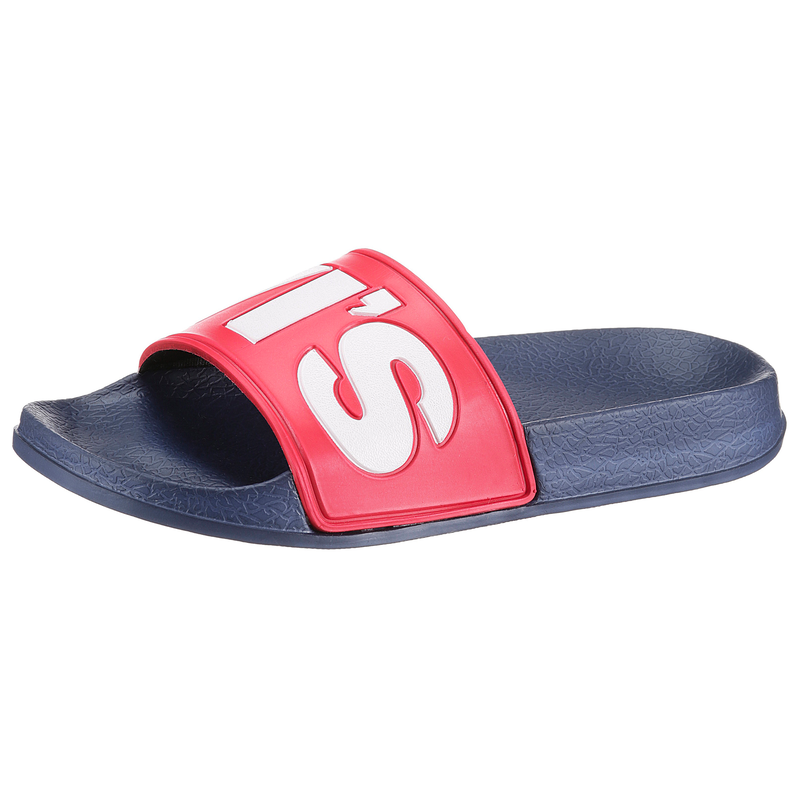 LEVI'S KIDS Pantolette »JUNE«, Sommerschuh, Schlappen, Badeschuh, Poolslides mit Kontast-Logo navy-rot 34 34 Coole Pool Slides mit Logoverzierung