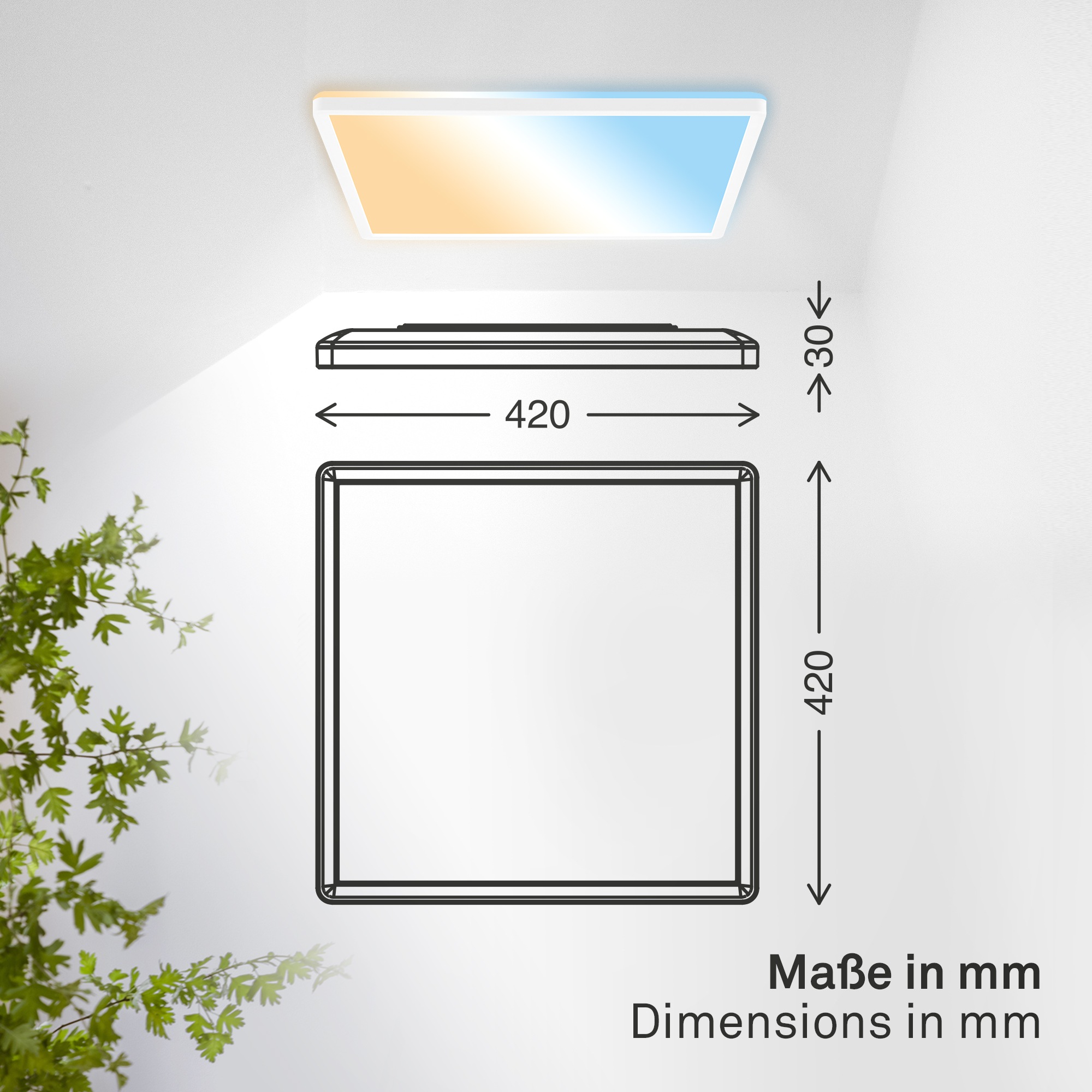 B.K.Licht LED Panel »SHALLOW« LED-Board 1 Stk. warmweiß - kaltweiß 42x42x3 cm, Badlampe, Badezimmer, Küche, Wohnzimmer