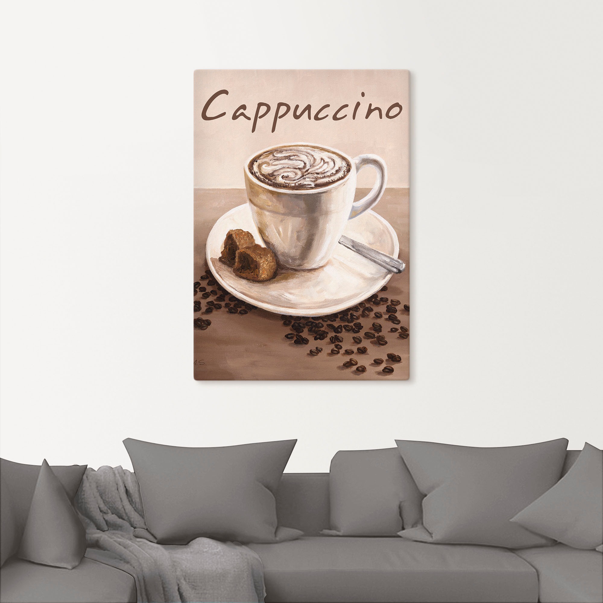 Artland Wandbild "Cappuccino - Kaffee", Kaffee Bilder, (1 St.), als Leinwan günstig online kaufen