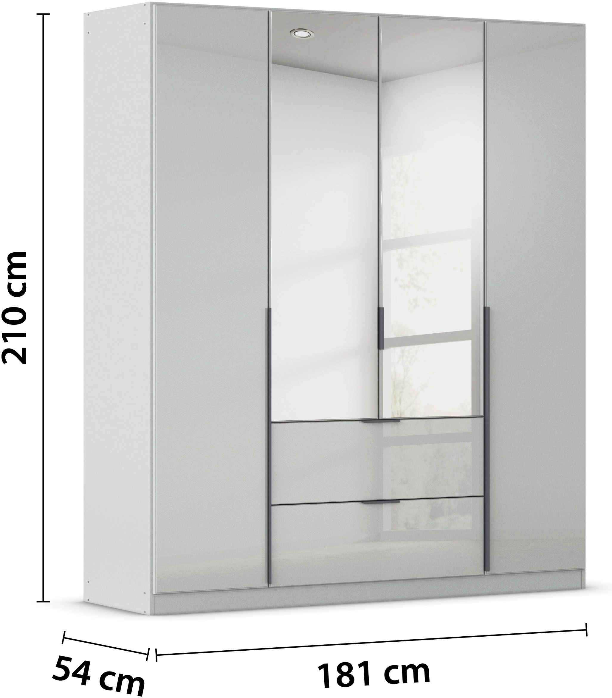 rauch Drehtürenschrank »Kleiderschrank Kleiderschränke Schrank Garderobe AGORDO mit Glasfront«, (in zwei Griff-Farben, Breiten 91-360 cm), mit Außenschubkästen, in 7 Breiten und 2 Höhen MADE IN GERMANY