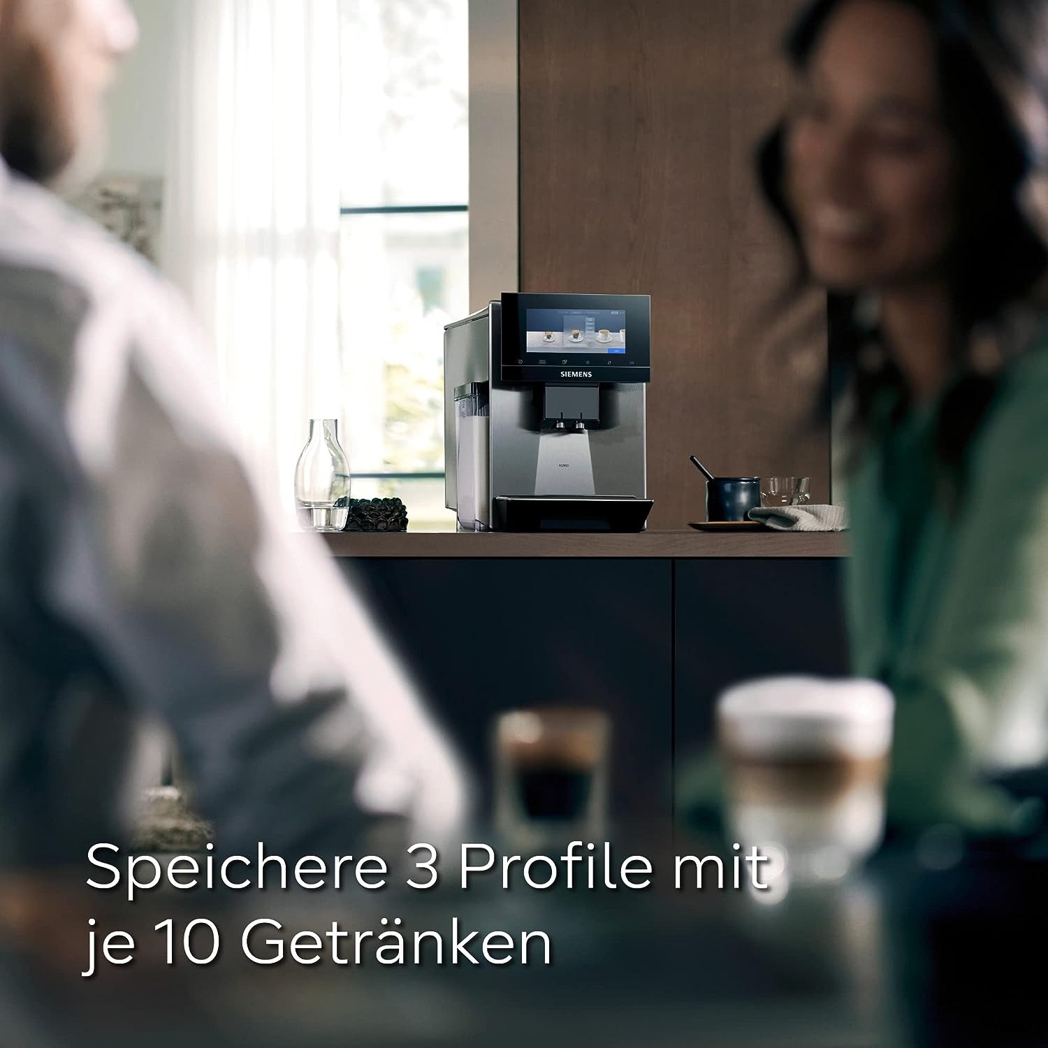 SIEMENS Kaffeevollautomat »EQ900 TQ907D03, intuitives 6,8" TFT-Display, 2 Bohnenbehälter« Barista-Modus, App, Geräuschreduzierung, 10 Profile, edelstahl