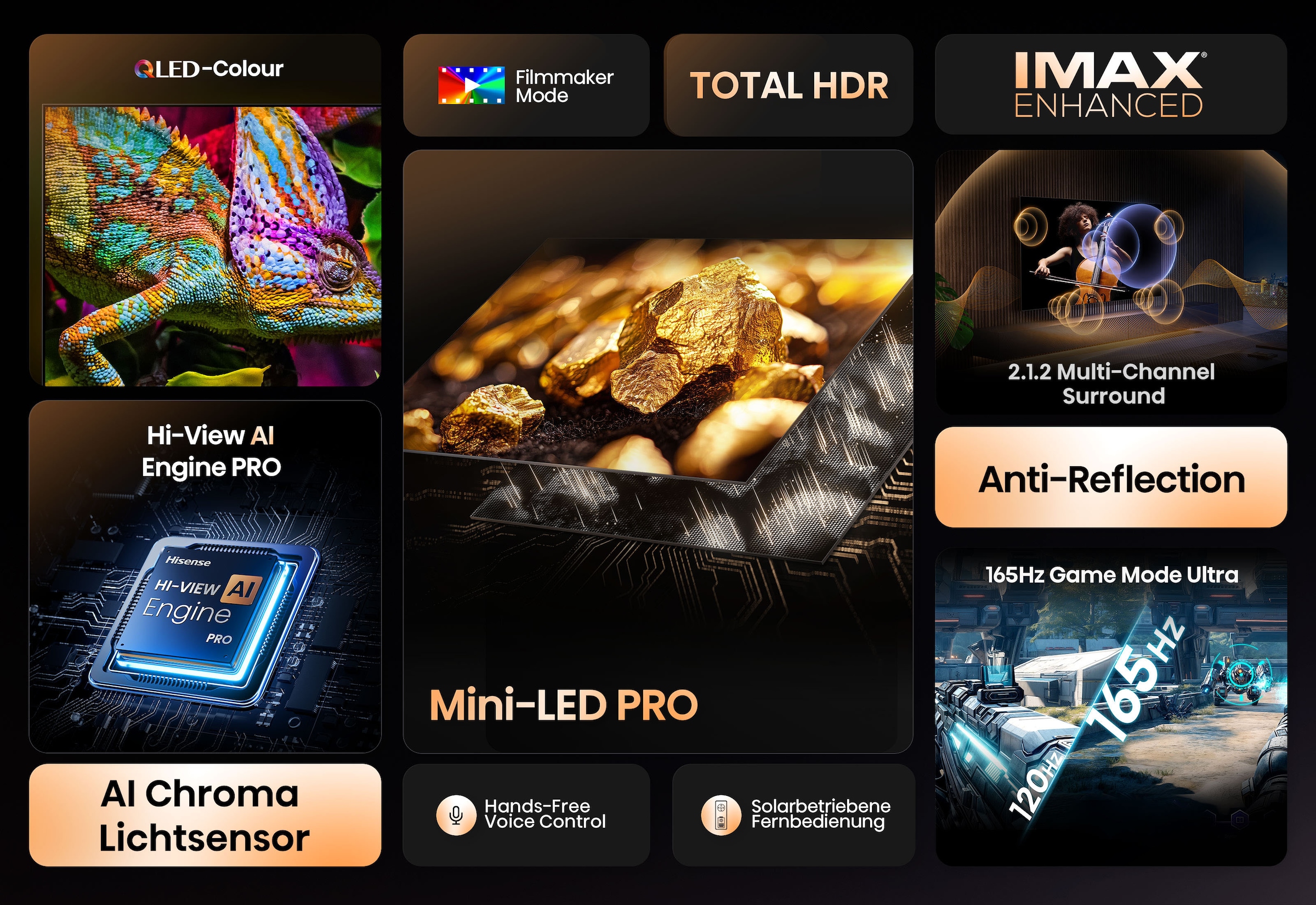 Hisense QLED Mini LED-Fernseher »100U7Q PRO« 253 cm/100 ″ Smart-TV 4K UHD MiniLED Smart TV