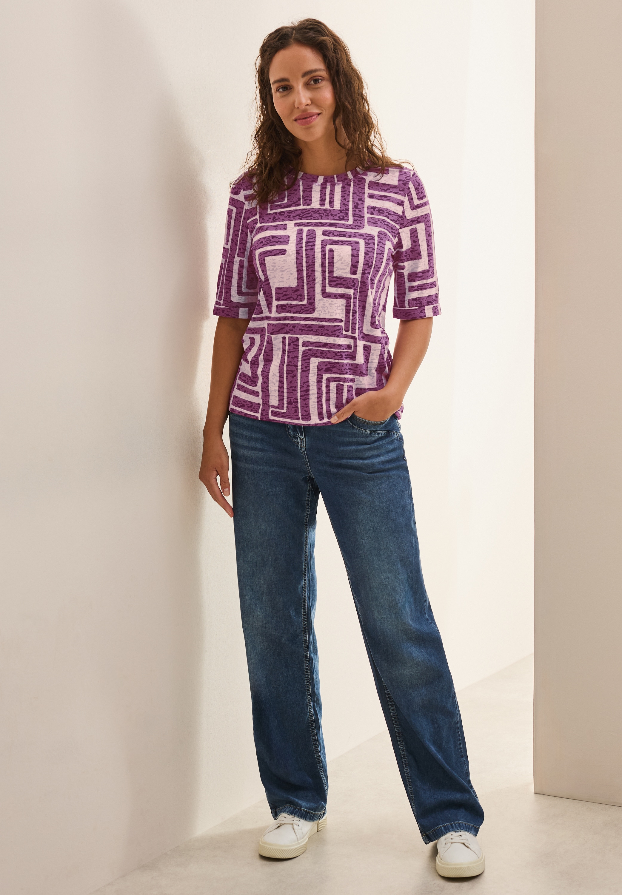 Cecil T-Shirt, in Ausbrenner-Optik, gemustert