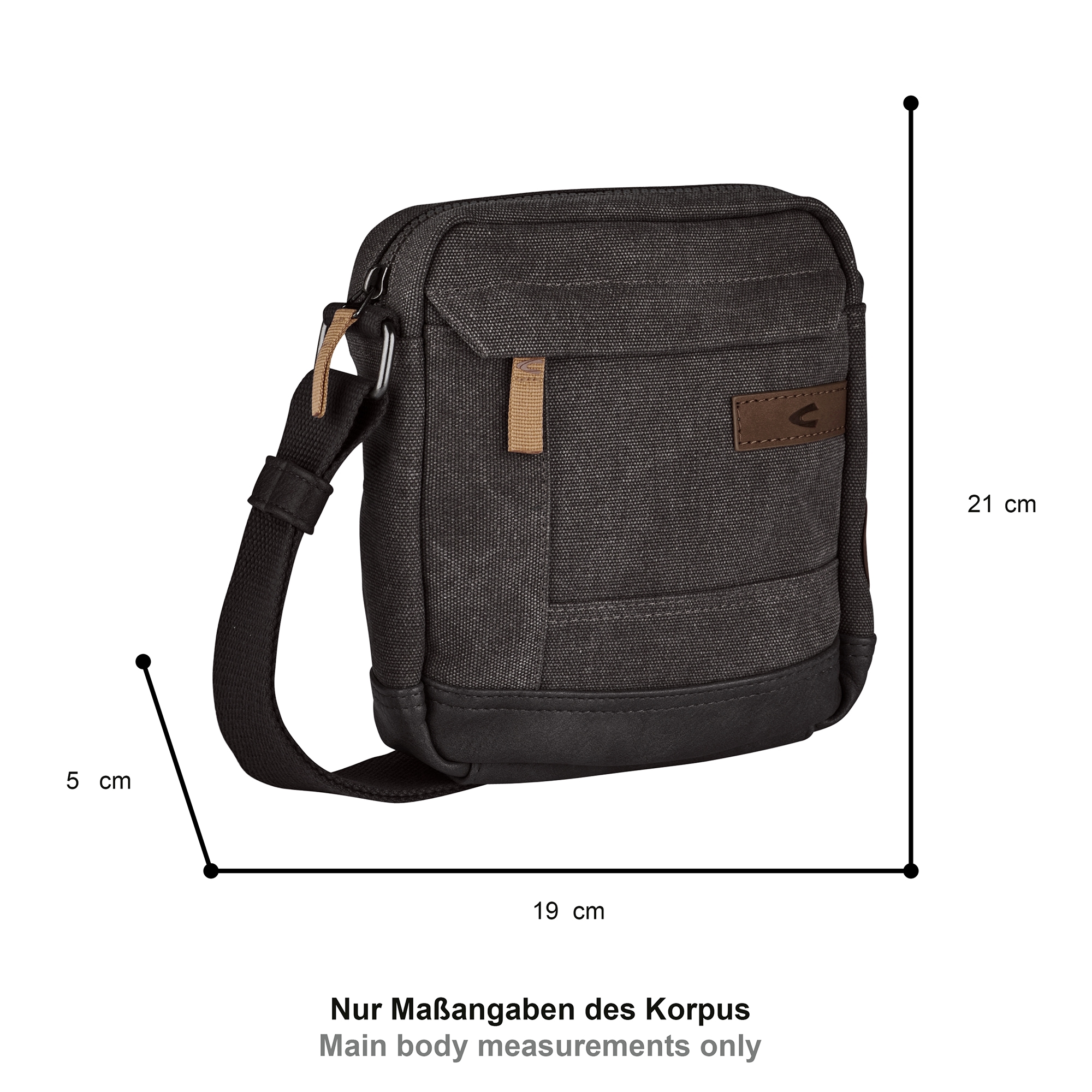 camel active Umhängetasche »Air« Canvas Modell aus weichem Lederimitat abgerundet mit Applikationen