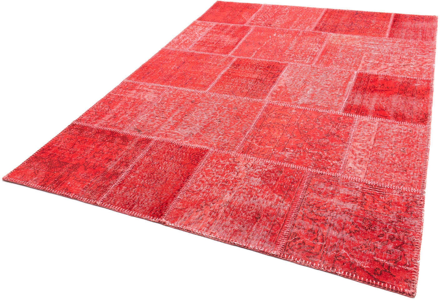 morgenland Teppich »Patchwork - 240 x 170 cm - dunkelrot«, rechteckig, 7 mm günstig online kaufen