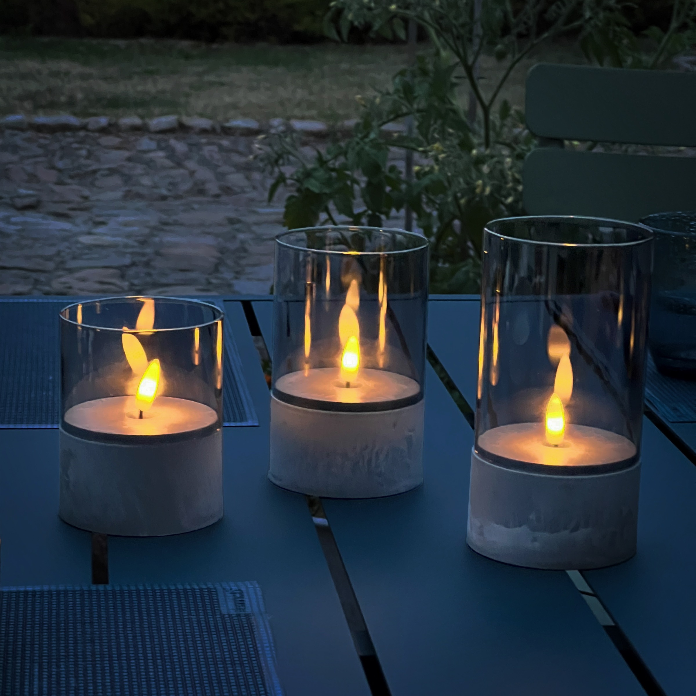 Brilliant Außen-Tischleuchte »Bougie«, 1 flammig, Leuchtmittel LED-Modul | LED fest integriert, LED-Kerzen 3er-Set, Timer, Höhe 10/12,5/15 cm, Ø 8 cm