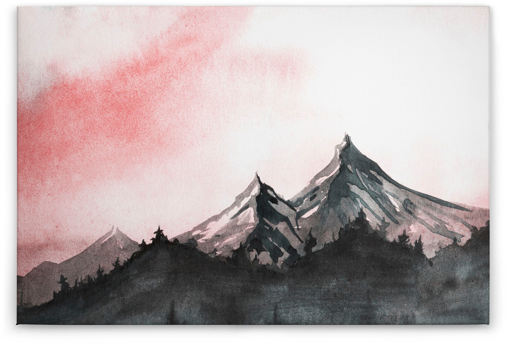 Bricoflor Aquarell Bild Mit Berglandschaft Alpen Leinwandbild Auf Keilrahme günstig online kaufen