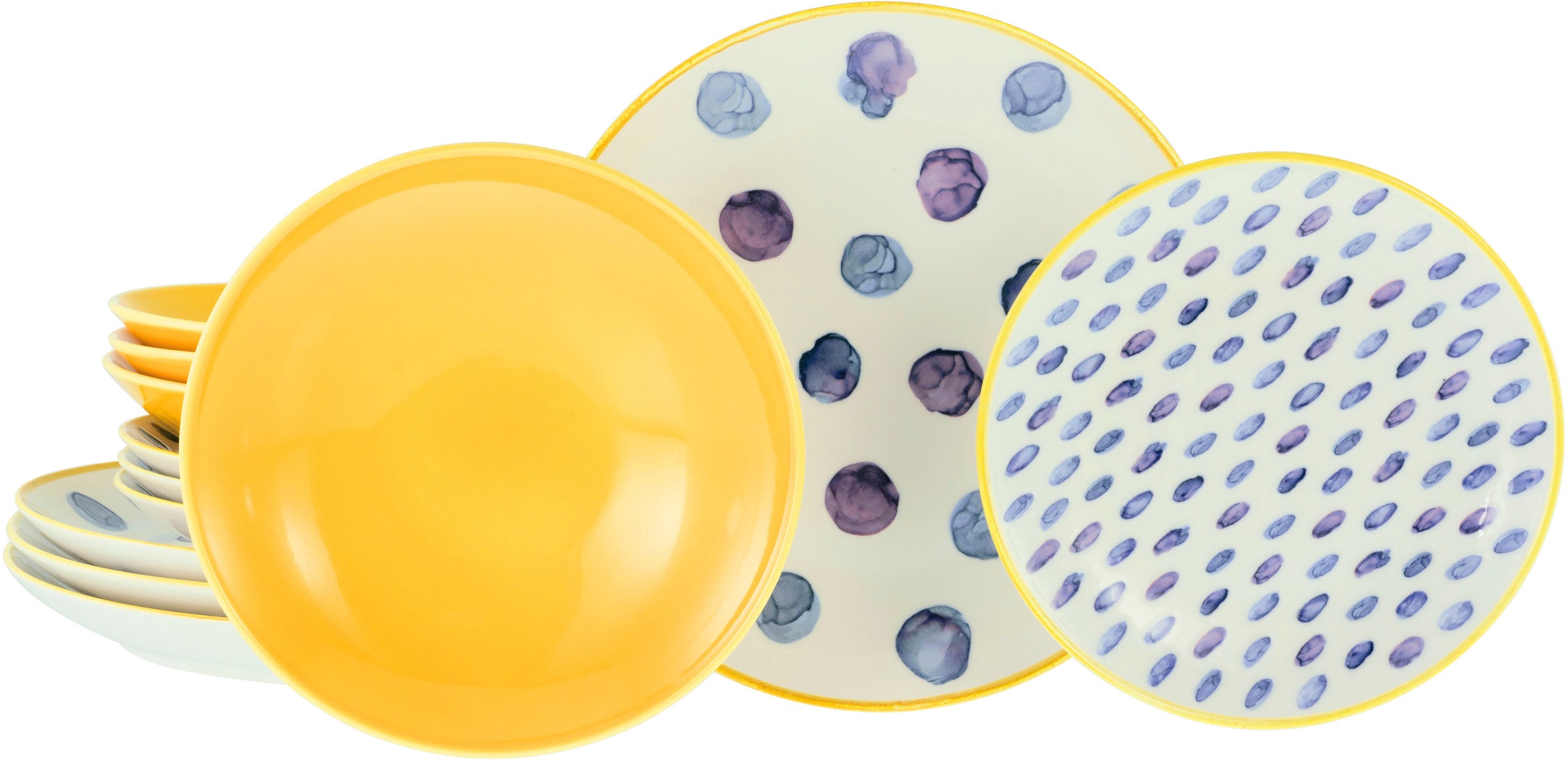 CreaTable Teller-Set »Maisie Bunt, Tellerset 12-tlg« Dots, Polka Dots, Konf günstig online kaufen
