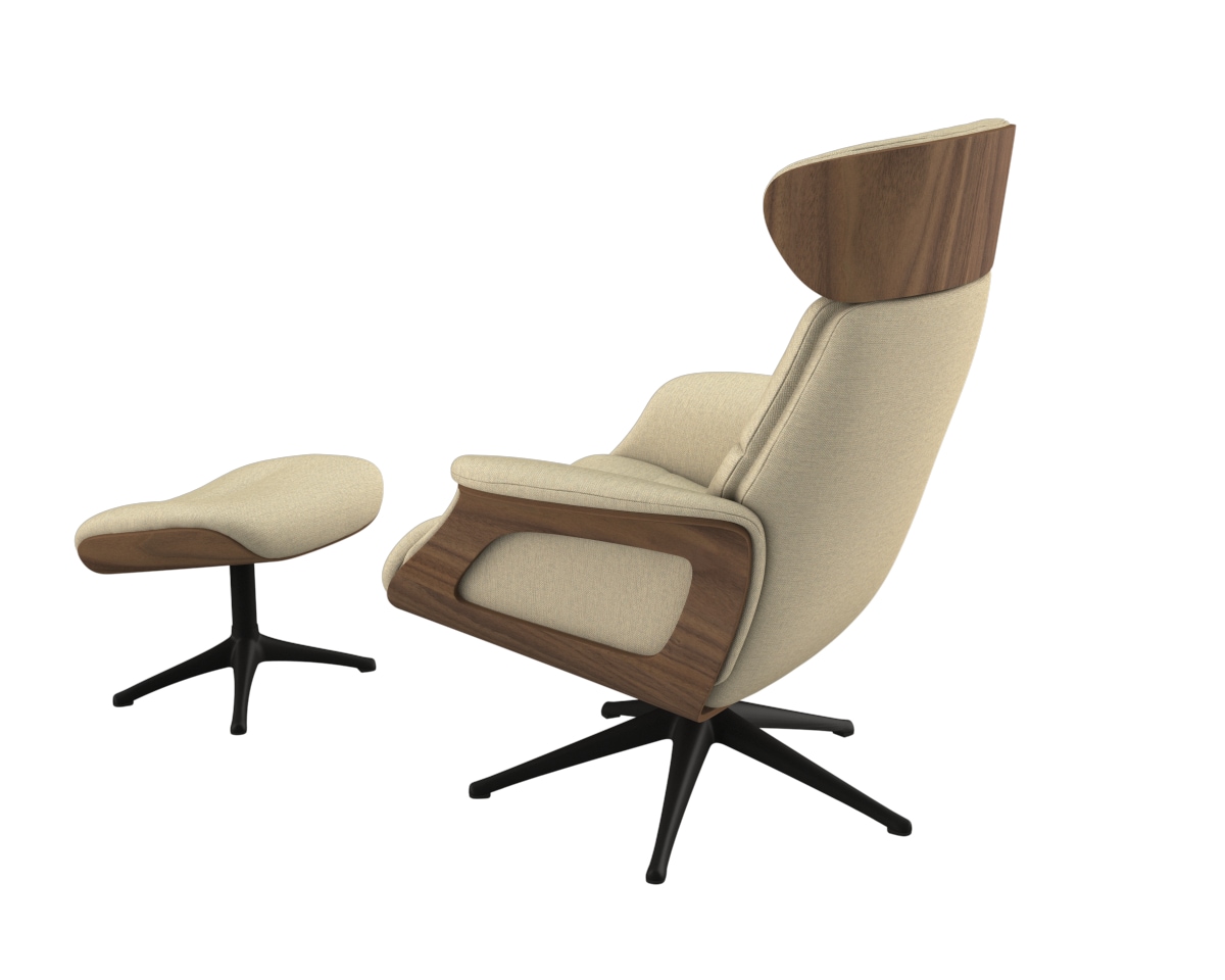 FLEXLUX Relaxsessel »Rücken u. Kopfverstellung, ergonomisch, Airchannels, klasse Komfort« Rücken- & Kopfteilverstellung, Drehbar, Armlehne Walnuss, Fuß Schwarz