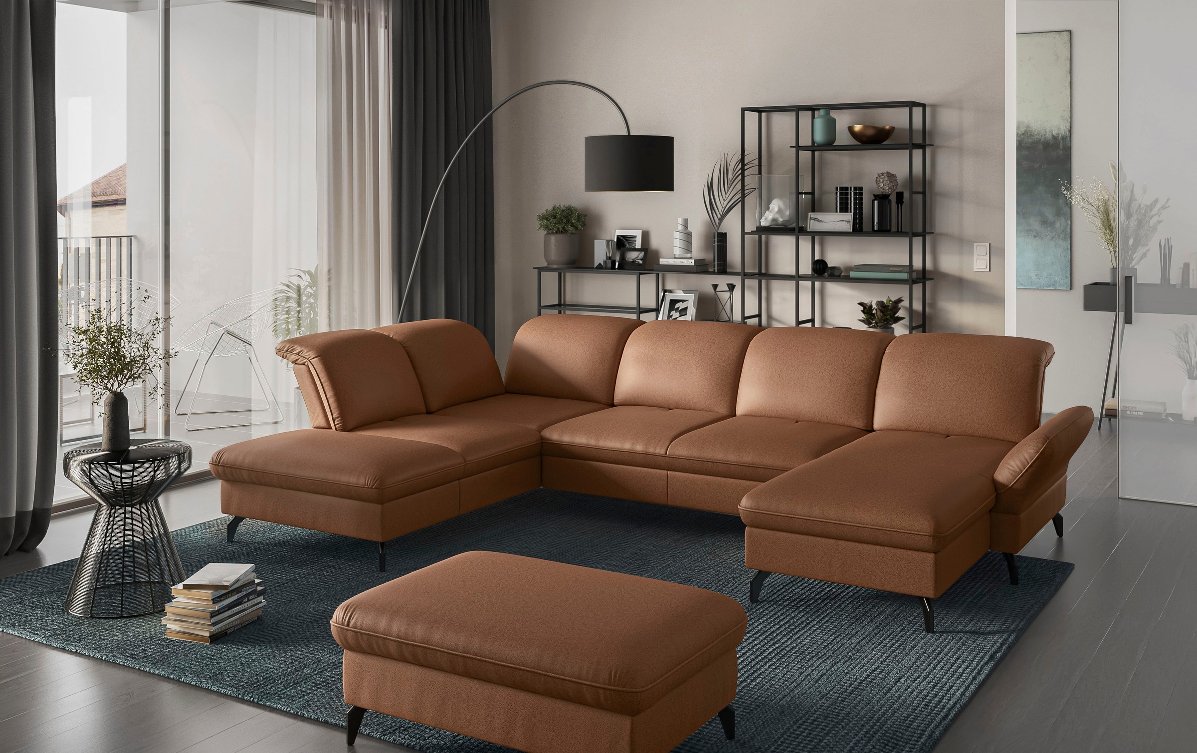 sit&more Wohnlandschaft »Leandro U-Form«, Wahlweise mit Bett-, Kopfteil - und Armlehnfunktion, sowie Bettkasten