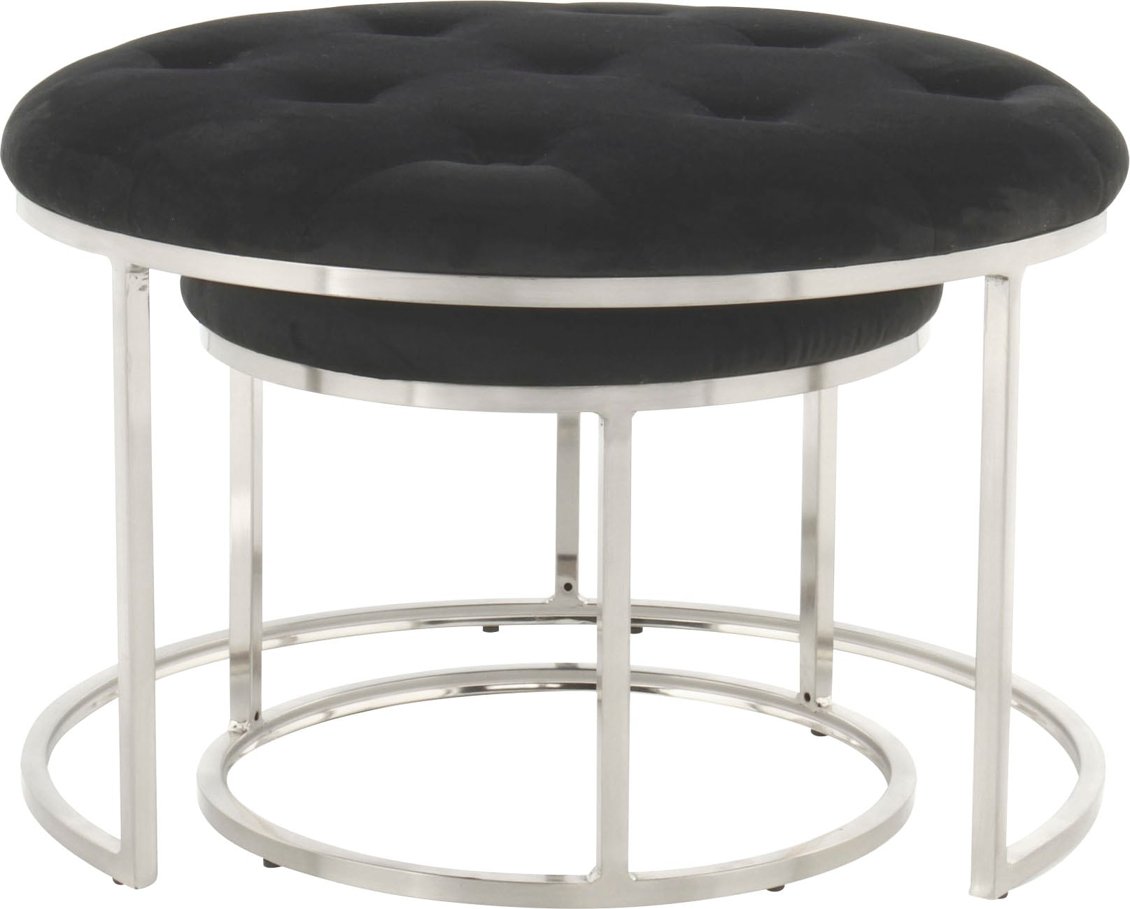 Kayoom Sitzhocker »Hocker Myla 2er-Set, praktisch ineinander schiebbar«, (Set, 2 St.), ineinander schiebbar, rund, gesteppt, mit Zierknöpfen