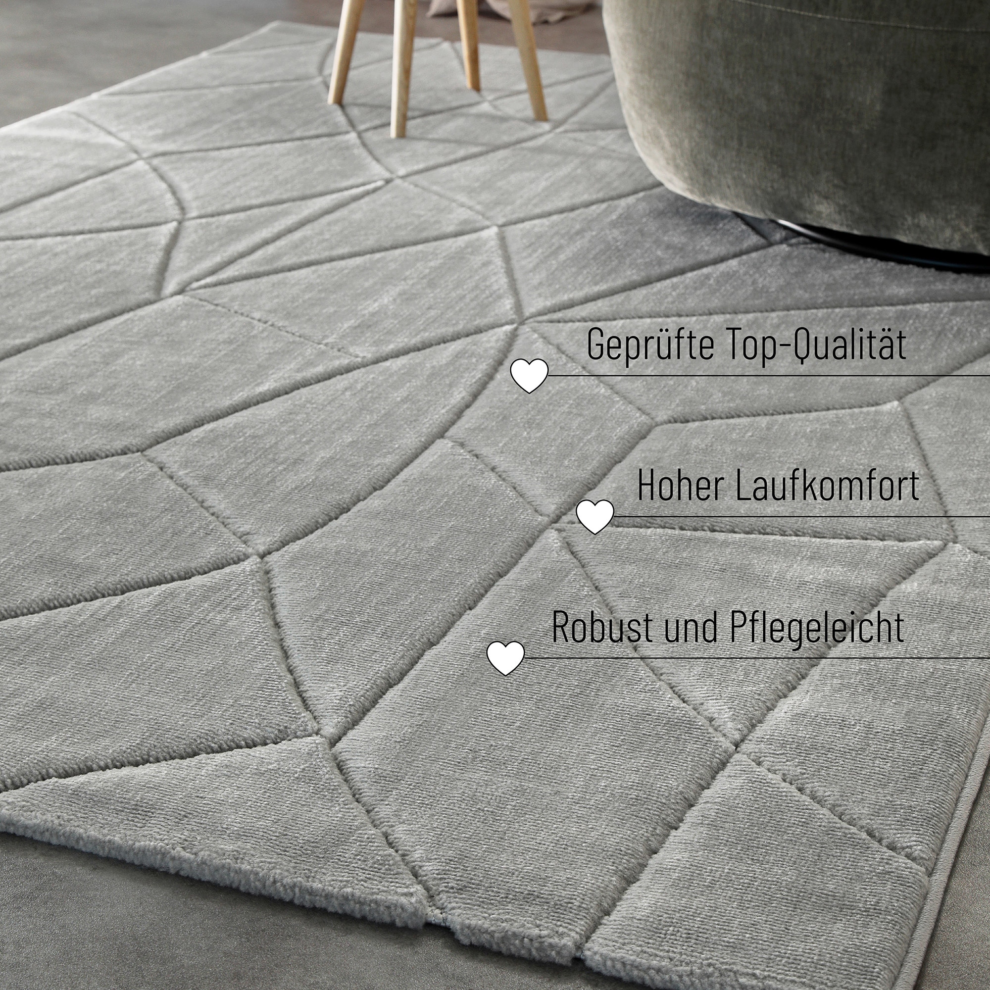 Wecon home Teppich »Unplugged, auch in quadratischer Form«, rechteckig, 10 mm Höhe, Kurzflor, Hoch Tief Struktur, gewebt, Wohnzimmer, Schlafzimmer, modern
