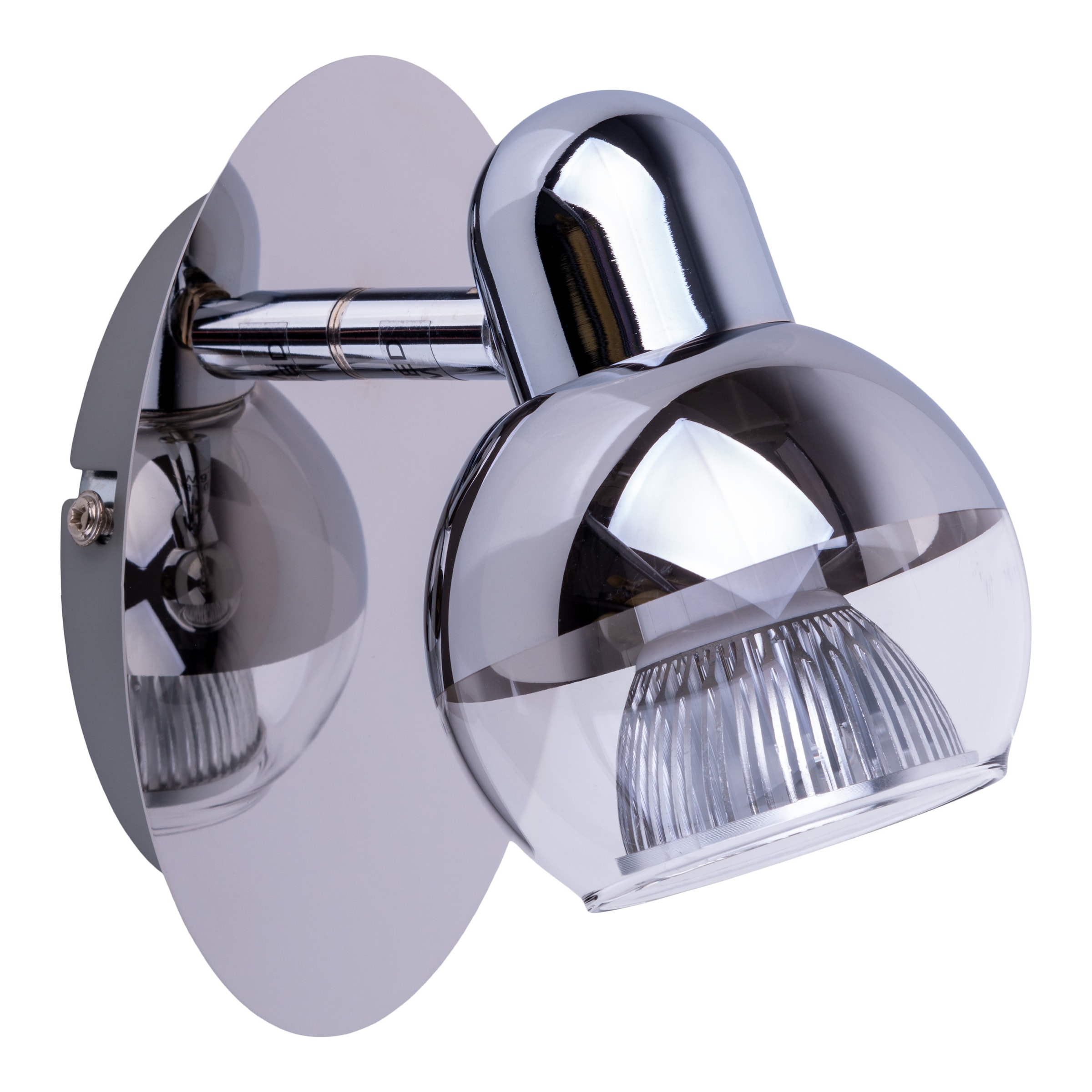näve Wandstrahler »Boccia«, 1 flammig, Leuchtmittel GU10 | LED wechselbar, 1flg. incl. LED GU10 6W, chrom, Glasschirm, verstellbarer Spot, D:14cm