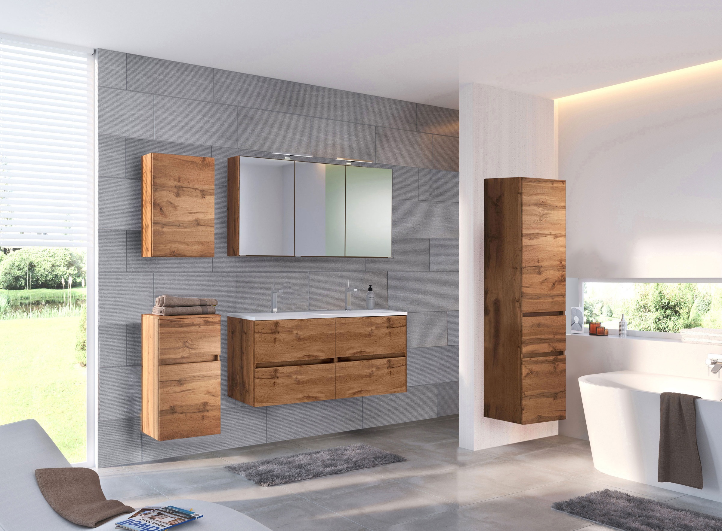 welltime Badmöbel-Set »Welltime Möbel Baabe Waschtisch-Set 3tlg. oder 5tlg. günstig online kaufen