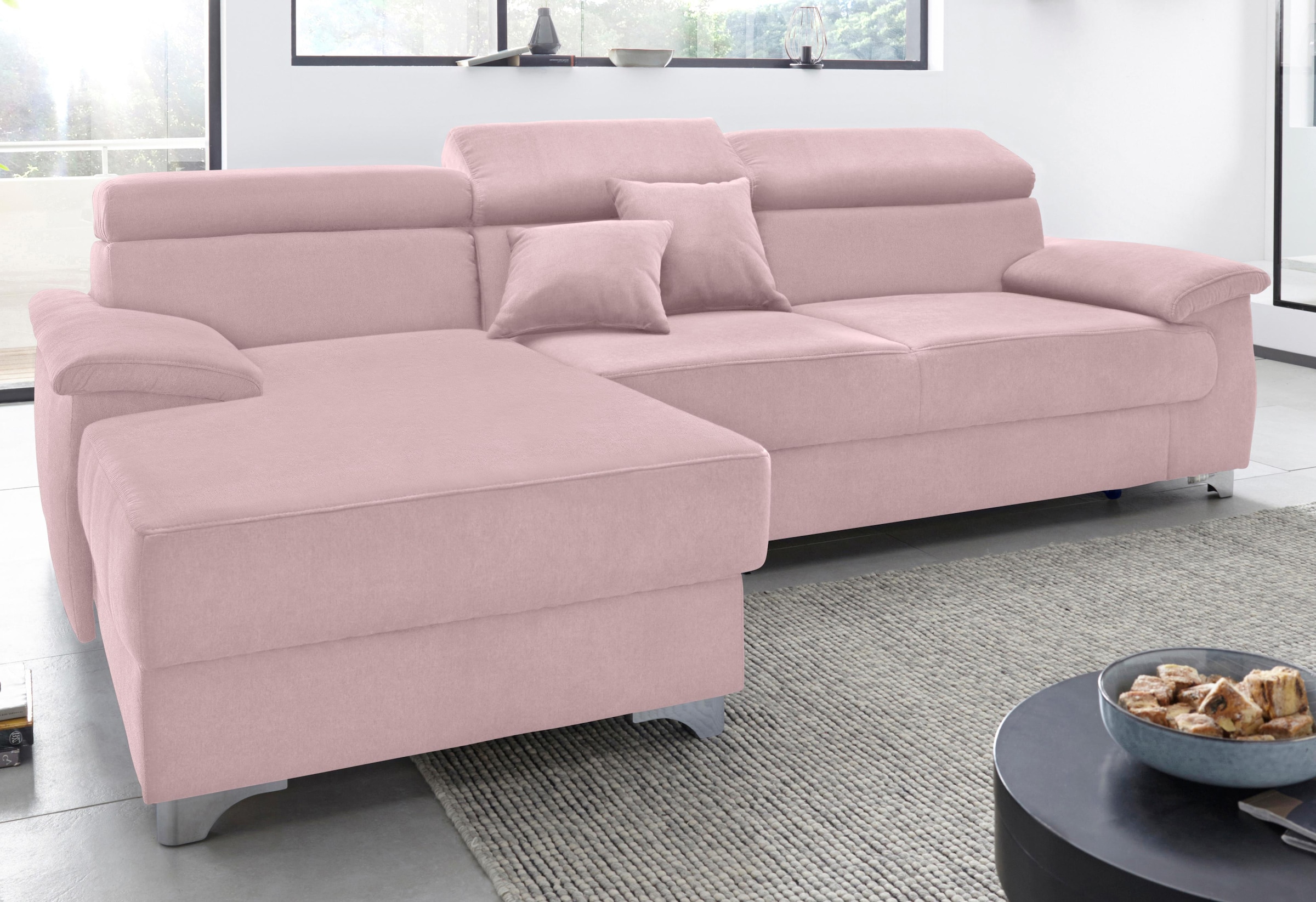 DOMO collection Ecksofa "Trento L-Form", wahlweise mit Kopfteilverstellung, günstig online kaufen