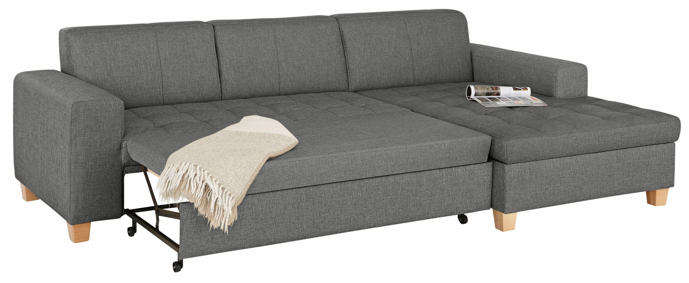 Home affaire Ecksofa »Corby L-Form«, wahlweise mit Bettfunktion, Steppung auf Sitzfläche