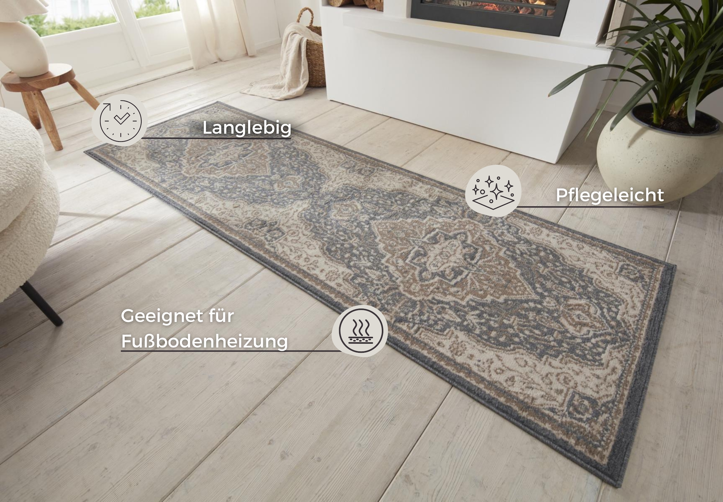 HANSE Home Teppich »Orken«, rechteckig, 8 mm Höhe, Kurzflor, Läufer, Orient, Vintage, Wohnzimmer, Schlafzimmer, Esszimmer