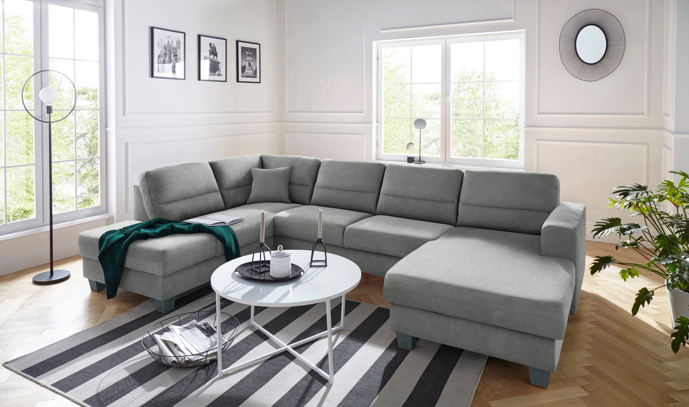 TRENDMANUFAKTUR Wohnlandschaft »Chamber, zeitlos&modern, hoher Sitzkomfort, Breite 310cm, U-Form« wahlweise mit Schlaffunktion