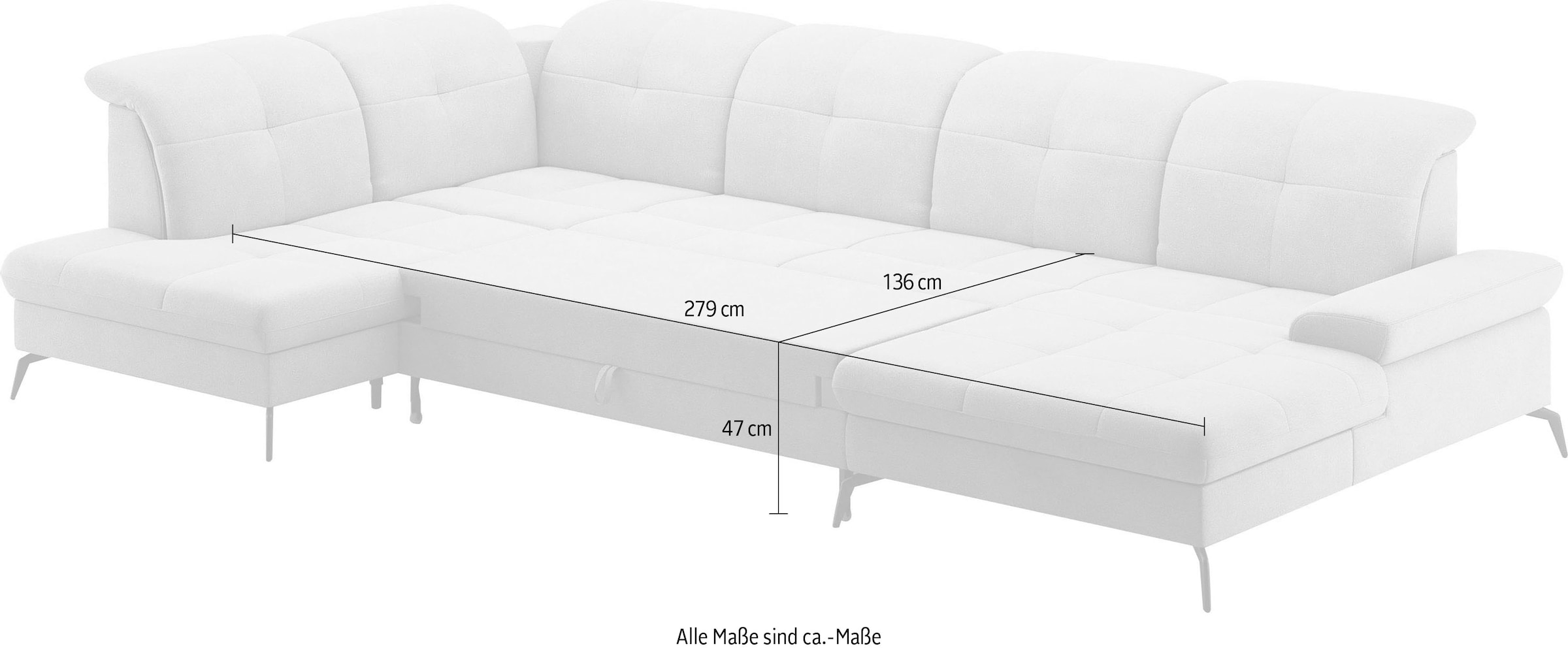 sit&more Wohnlandschaft »Amica«, wahlweise mit Kopfteilverstellung, Bettfunktion und Bettkasten