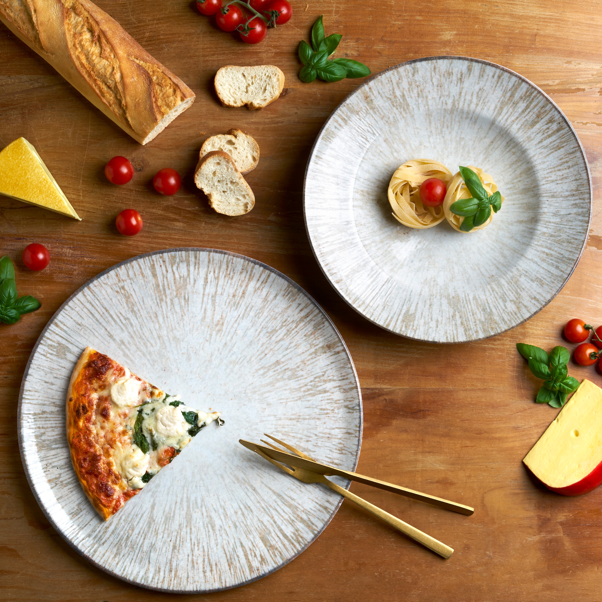 van Well Pizzateller »Teller-Set Kreta, 6er Set, Ø 33 cm«, (Set, 6 St.), Service, Geschirr-Set für 6 Personen