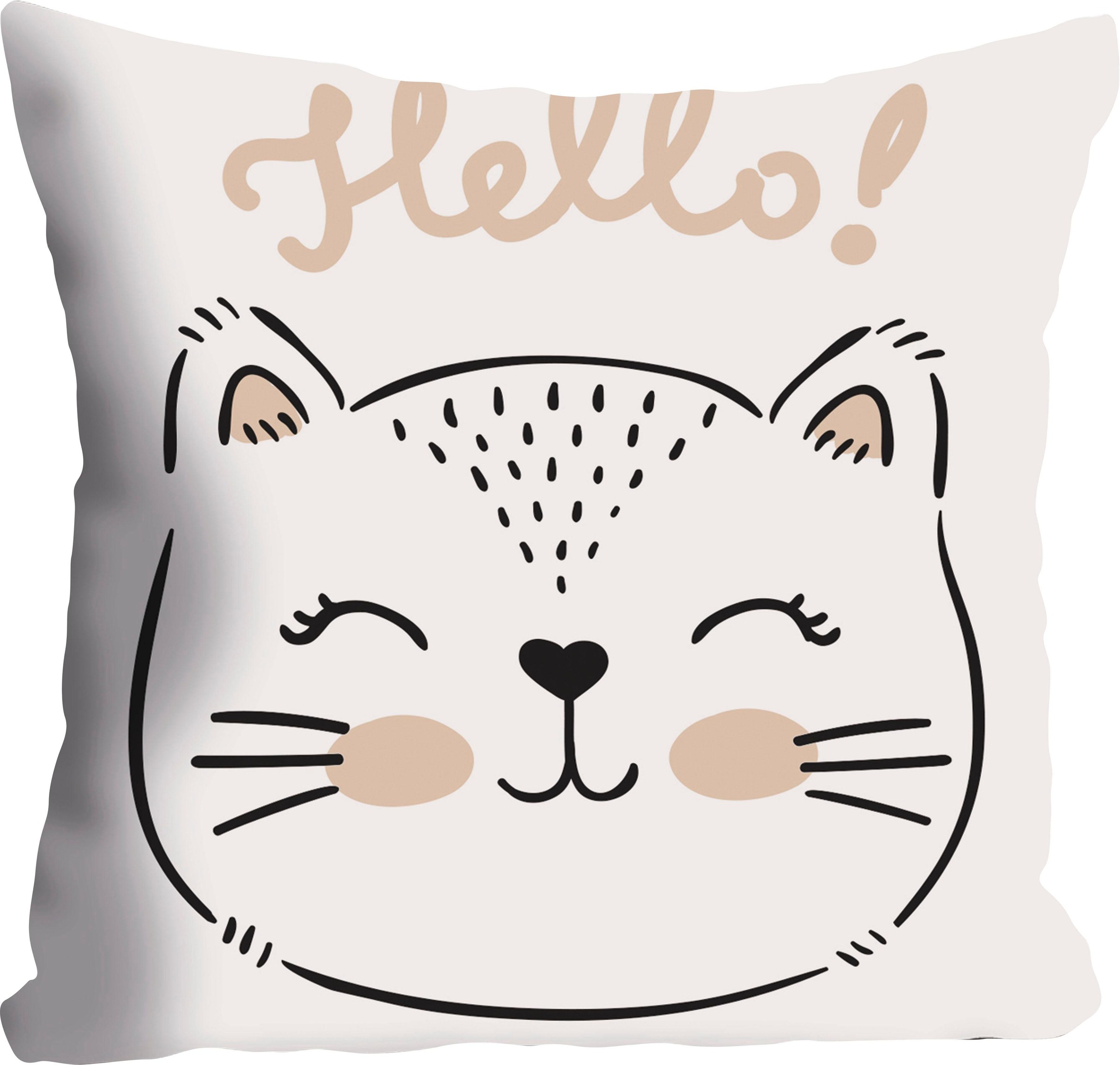 queence Dekokissen »Hello«, Kissenhülle ohne Füllung, 1 Stück günstig online kaufen