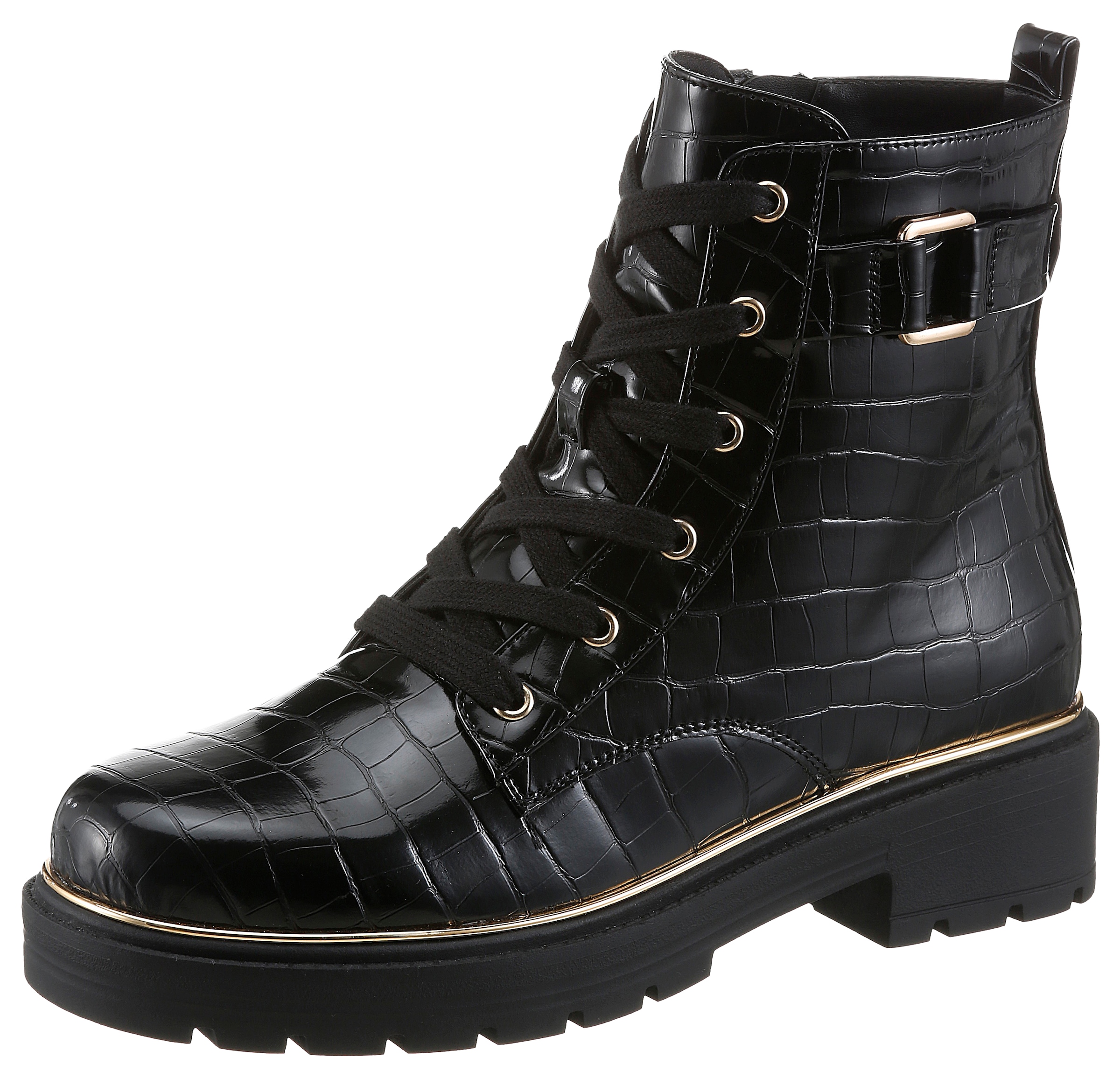 Aniston SHOES Schnürboots  Schnürstiefelette, Ankle Boots im Croco-Look - NEUE KOLLEKTION