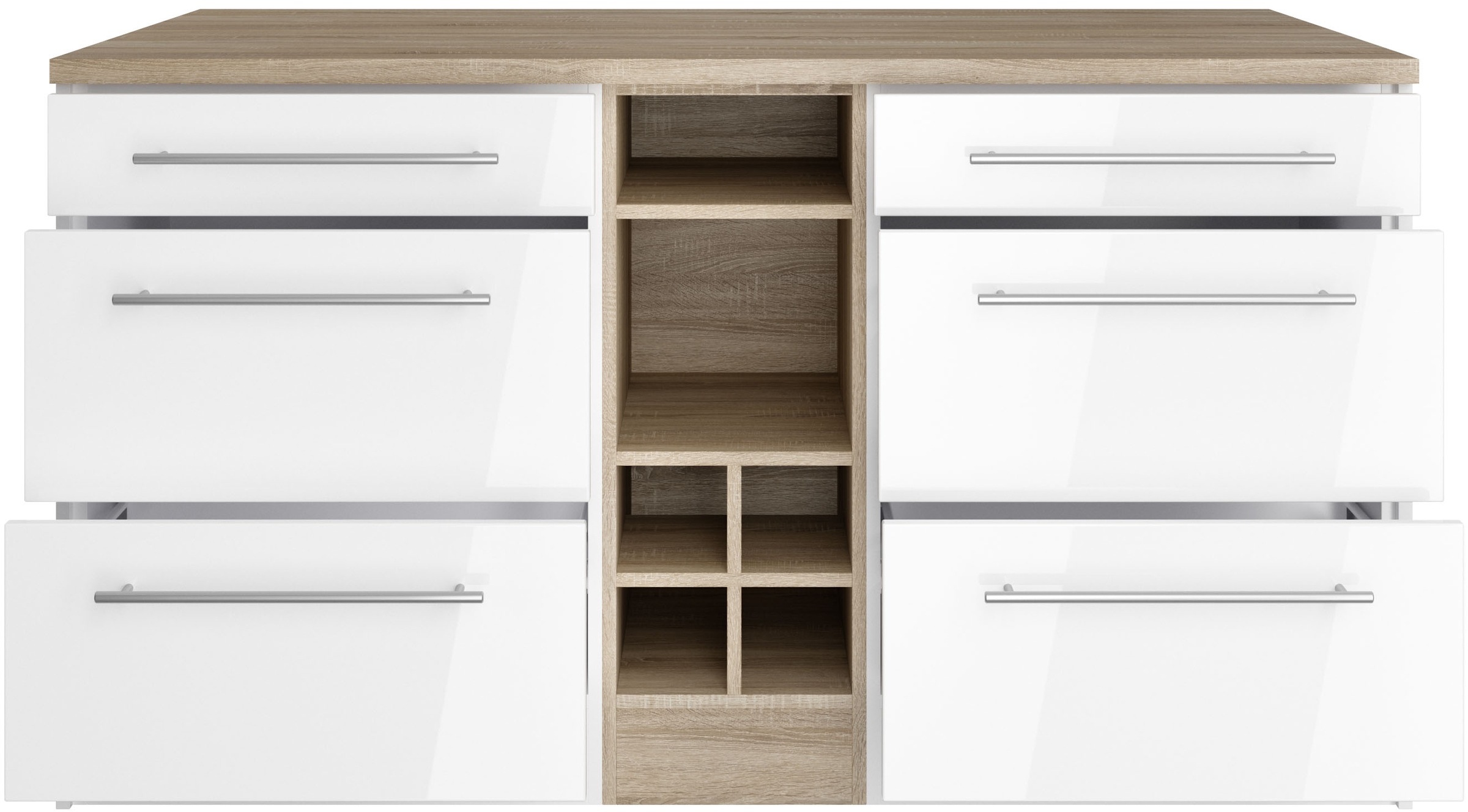 KOCHSTATION Kücheninsel »KS-Wien«, Breite 153 cm, MDF-Fronten, Flaschenregal