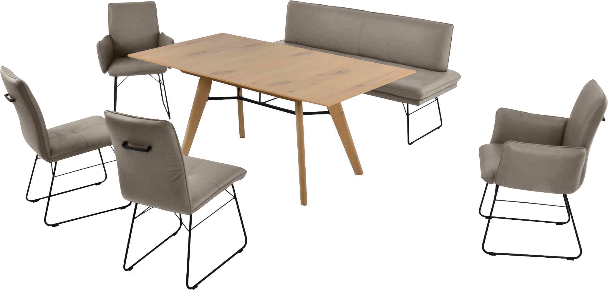 K+W KOMFORT & WOHNEN Essgruppe »Giacomo IV« 6 Stk. tlg. Polsterbank in 2 Größen, 2 Kufenstühle, 2 Armlehnenstühle und 1 Tisch kaktus +