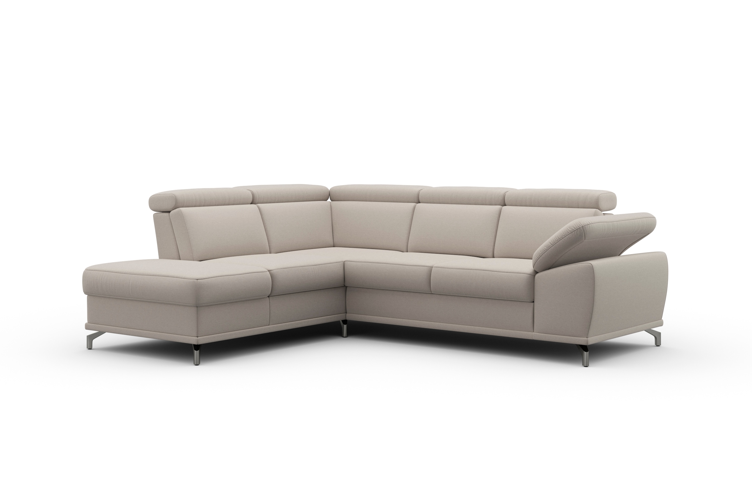 sit&more Ecksofa »Cabrio L-Form, mit Sitztiefenverstellung, Arm- und Kopfteilverstellung«, 3 Nierenkissen, Federkern, optional Bettfunktion und Stauraum