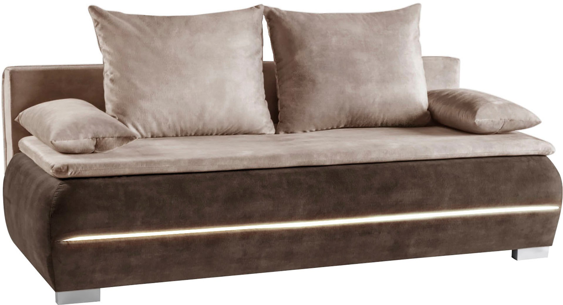 WERK2 Schlafsofa »Tekla LED«, 2-Sitzer Schlafcouch mit Bettkasten & stylischer RGB-LED-Beleuchtung