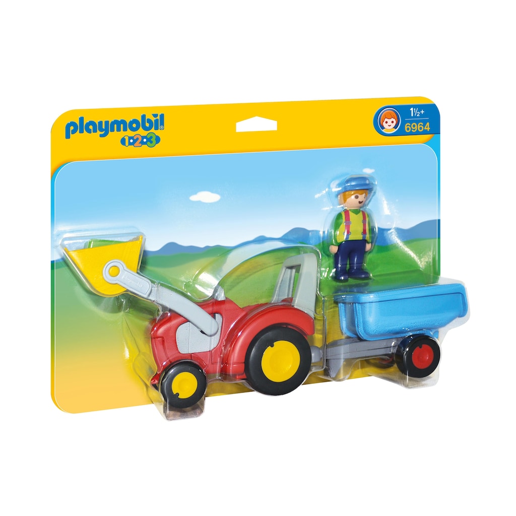 Playmobil® Konstruktions-Spielset »Traktor mit Anhänger (6964), Playmobil 1-2-3«