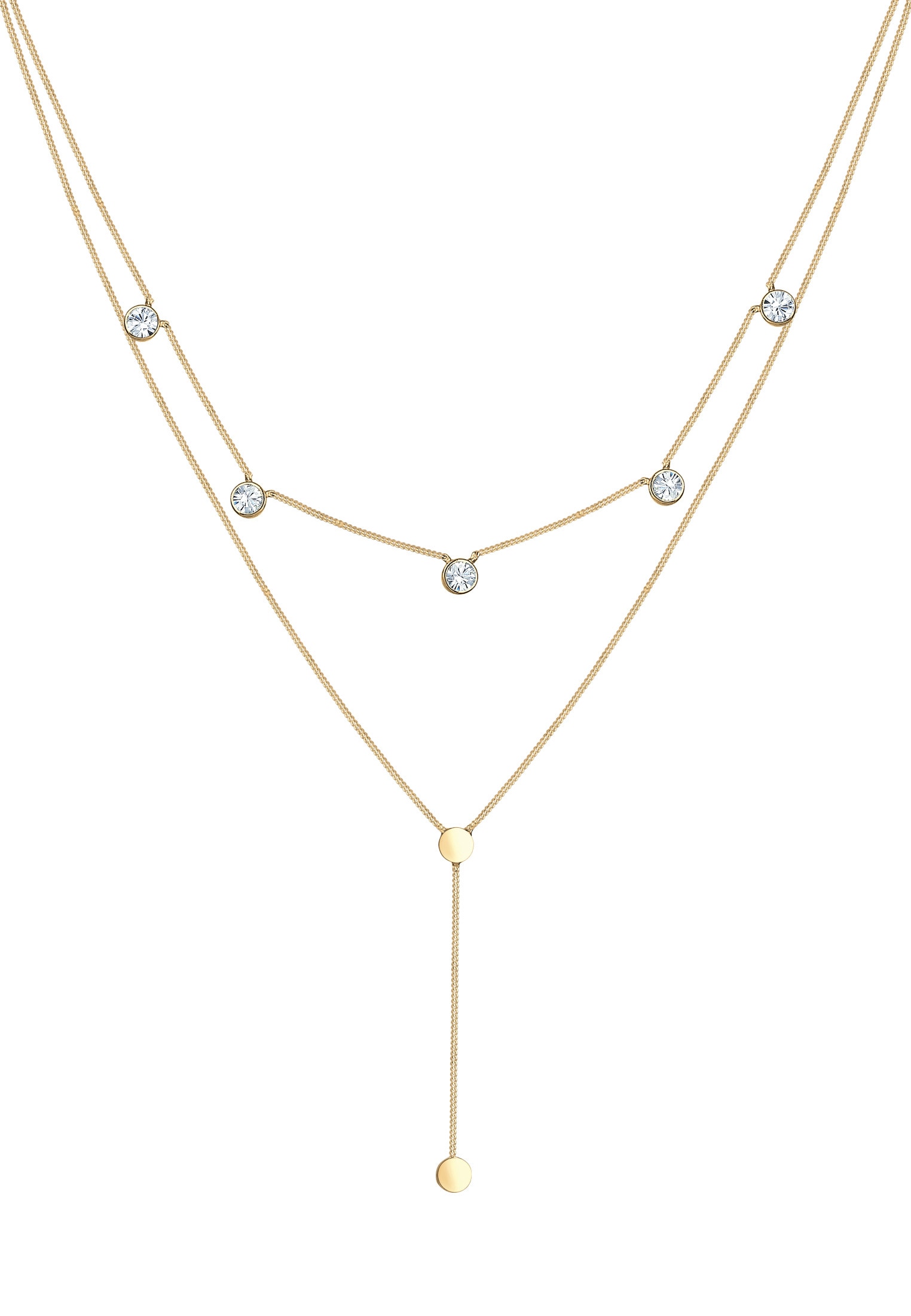 Elli Gliederkette »Plättchen Layer Kristalle 925 Silber«