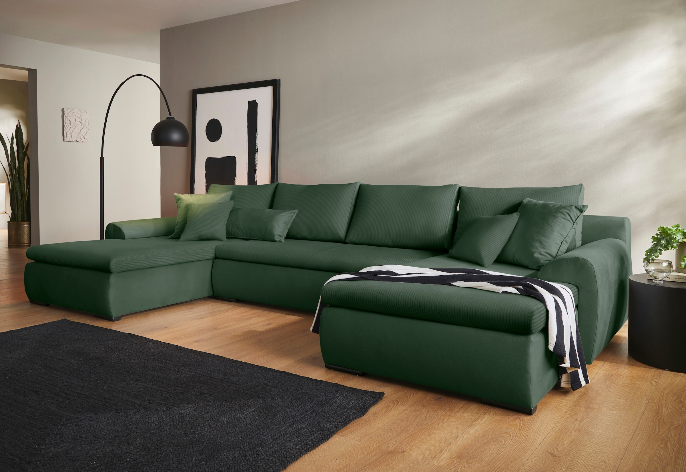 Home affaire Wohnlandschaft »Win U-Form« inklusive Bettfunktion und Bettkas günstig online kaufen