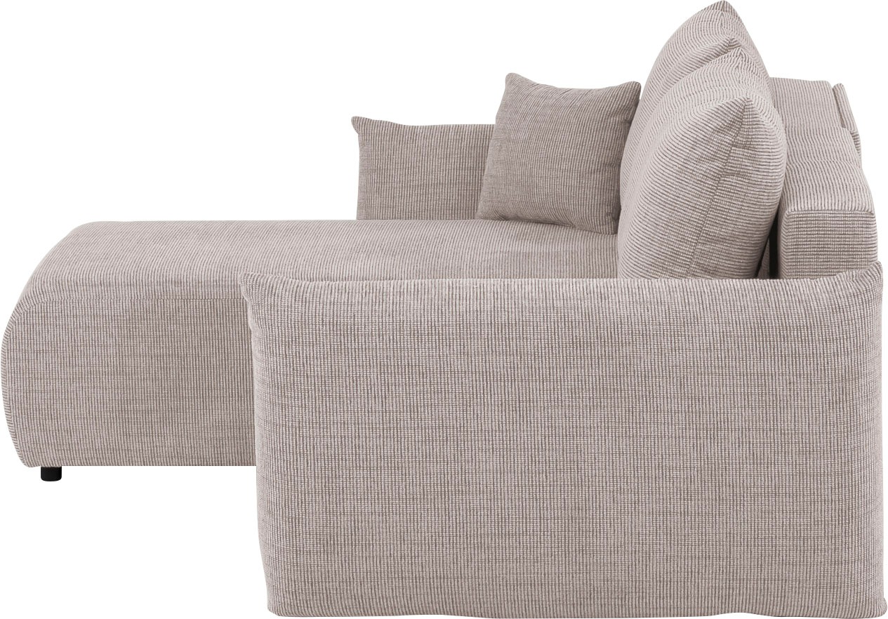 INOSIGN Ecksofa »MAVAS Schlafsofa mit Bettkasten, L-Form,«, ca.257/127cm (Liegefläche 212/145 cm), Cord, Chenille, Struktur