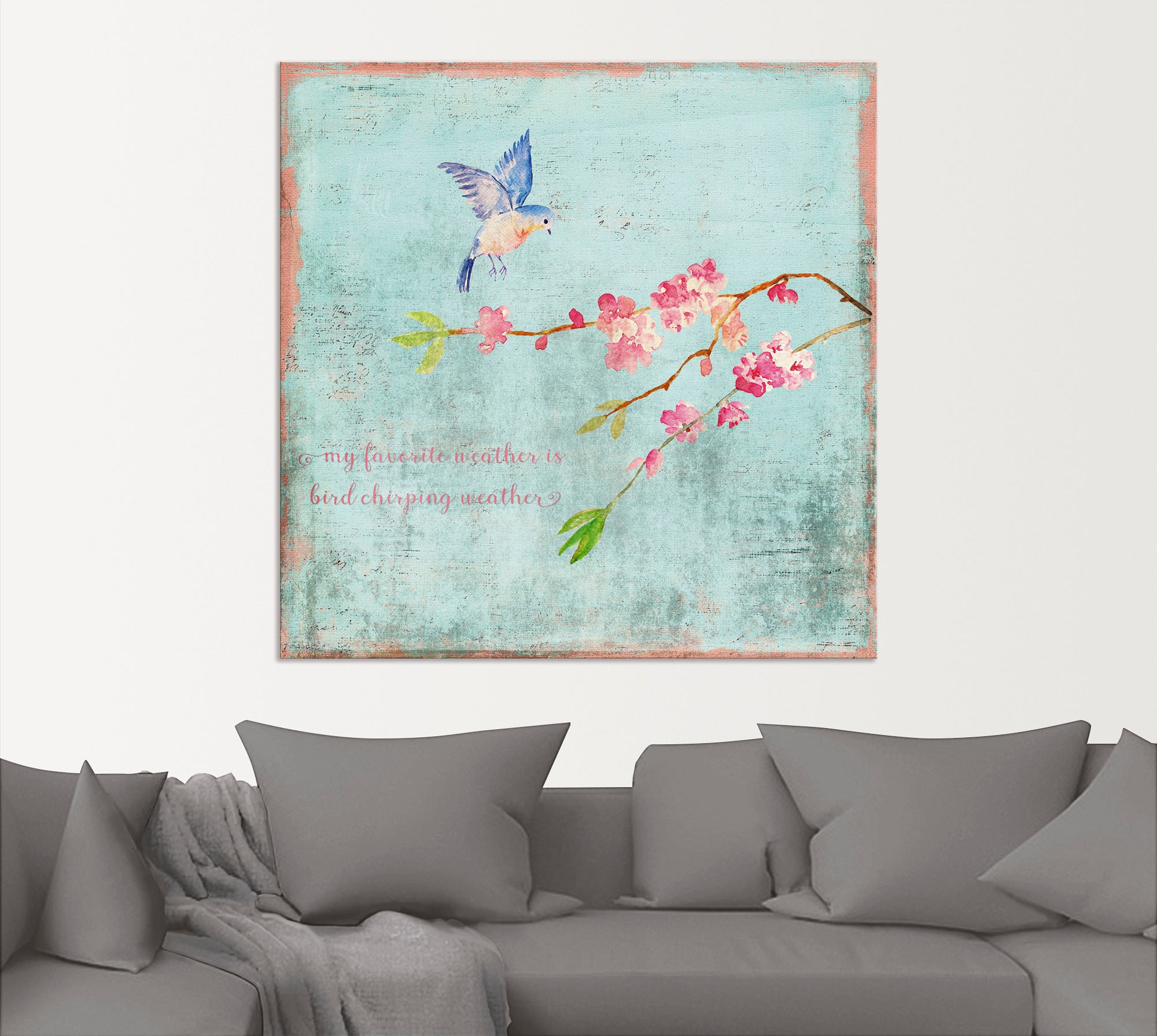 Artland Wandbild »Vogelgezwitscherwetter«, Sprüche & Texte, (1 St.), als Alubild, Outdoorbild, Leinwandbild, Poster in verschied. Größen