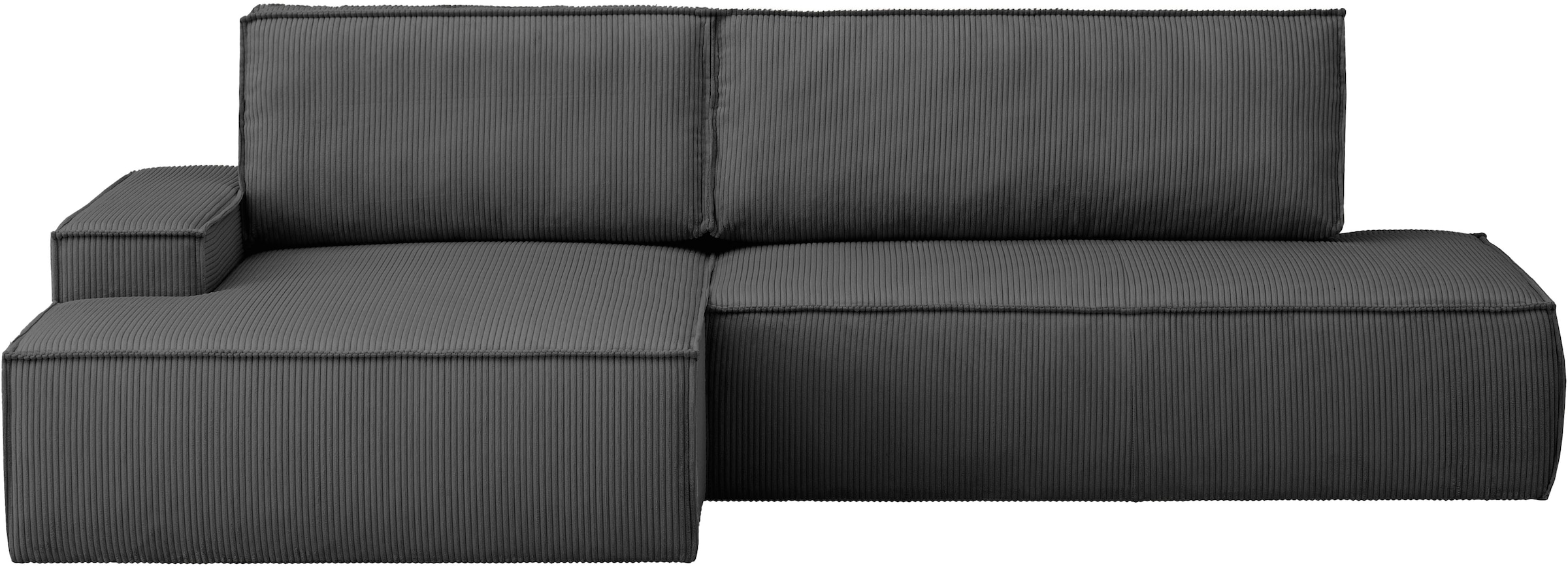 Home affaire Ecksofa »SHERWOOD, Schlafsofa in L-Form offen (275cm), Cord, Leinenoptik«, Schlaffunktion und Bettkasten, Kedernaht, hoher Sitz- & Liegekomfort