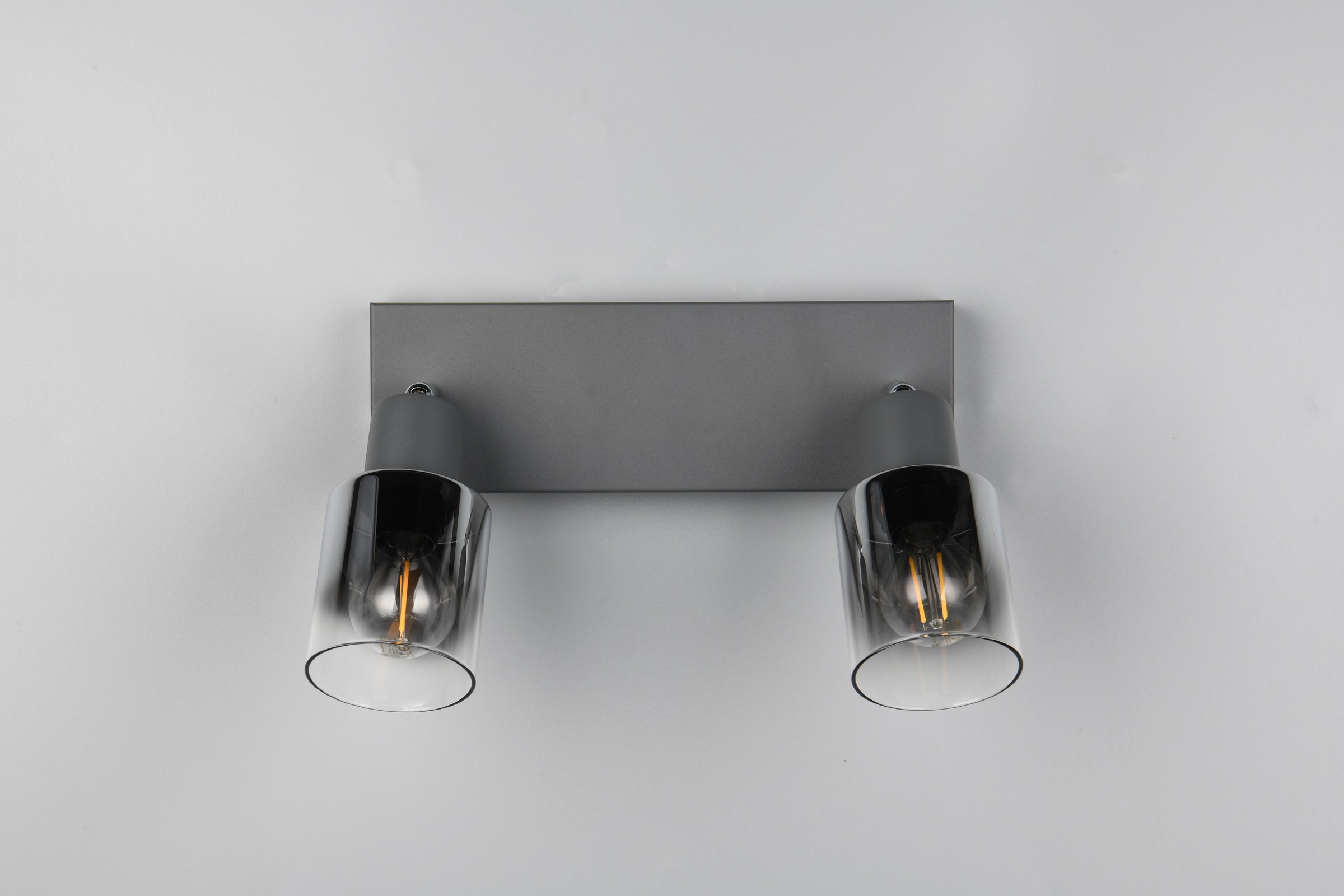 REALITY Leuchten Deckenstrahler »CADIZ, Spot 2-flammig, exkl 2xE14 max 10W, Glas anthrazit, verspiegelt«, 2 flammig, Leuchtmittel E14 | Leuchtmittel wechselbar, verstellbarer Deckenspot E14 Fassung, mit Glasschirm smoke Farbverlauf