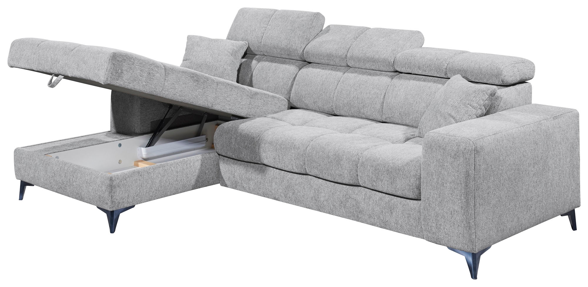 ED EXCITING DESIGN Ecksofa »Sydney L-Form« mit Bettfunktion, Bettkasten, Kopfteilverstellung & 2 Zierkissen