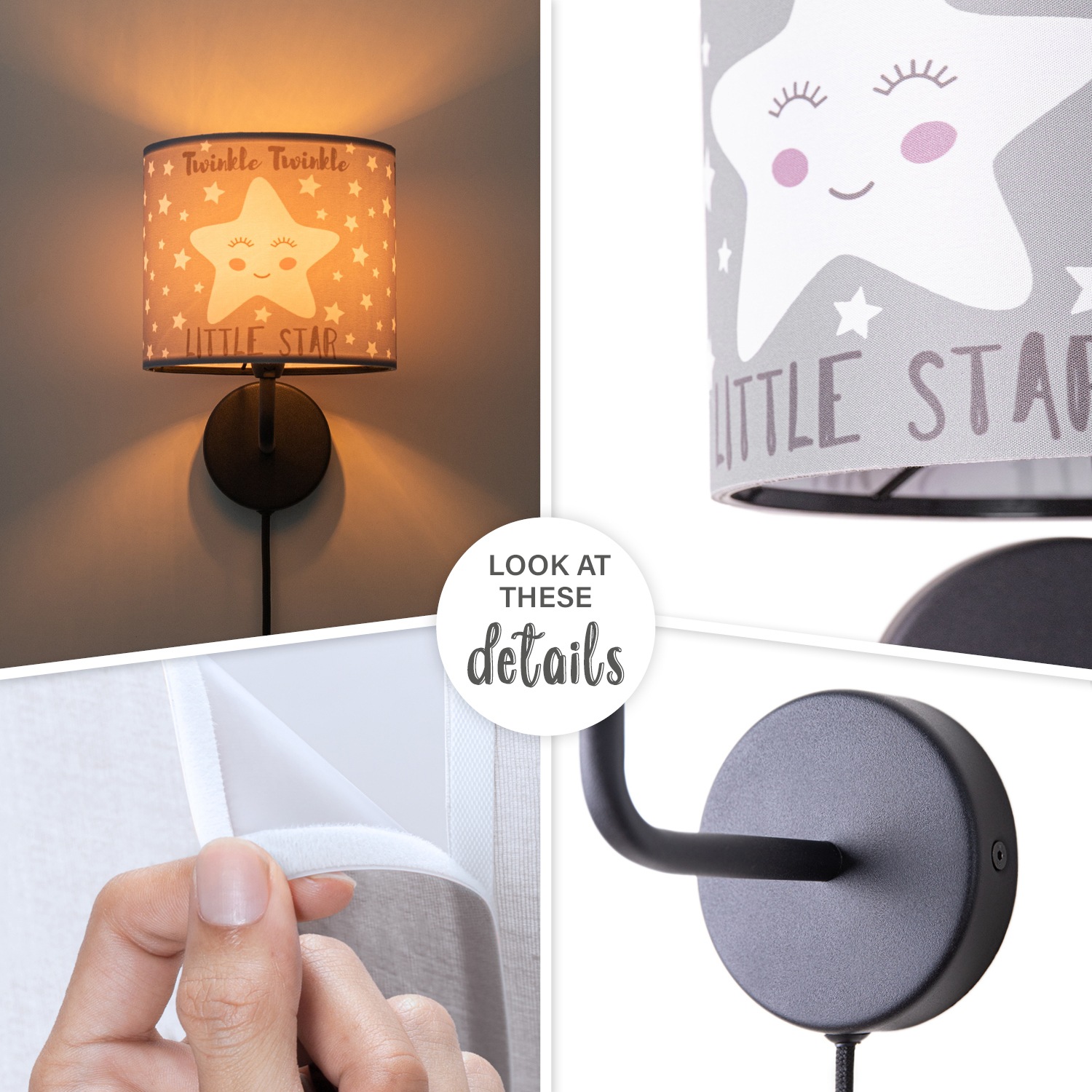 Paco Home Wandleuchte »Aleyna 105«, 1 flammig, Leuchtmittel E14 | ohne Leuchtmittel, Kinderlampe Babyzimmer Kinderzimmer âˆ…18cm Sterne Kabel 3m E14